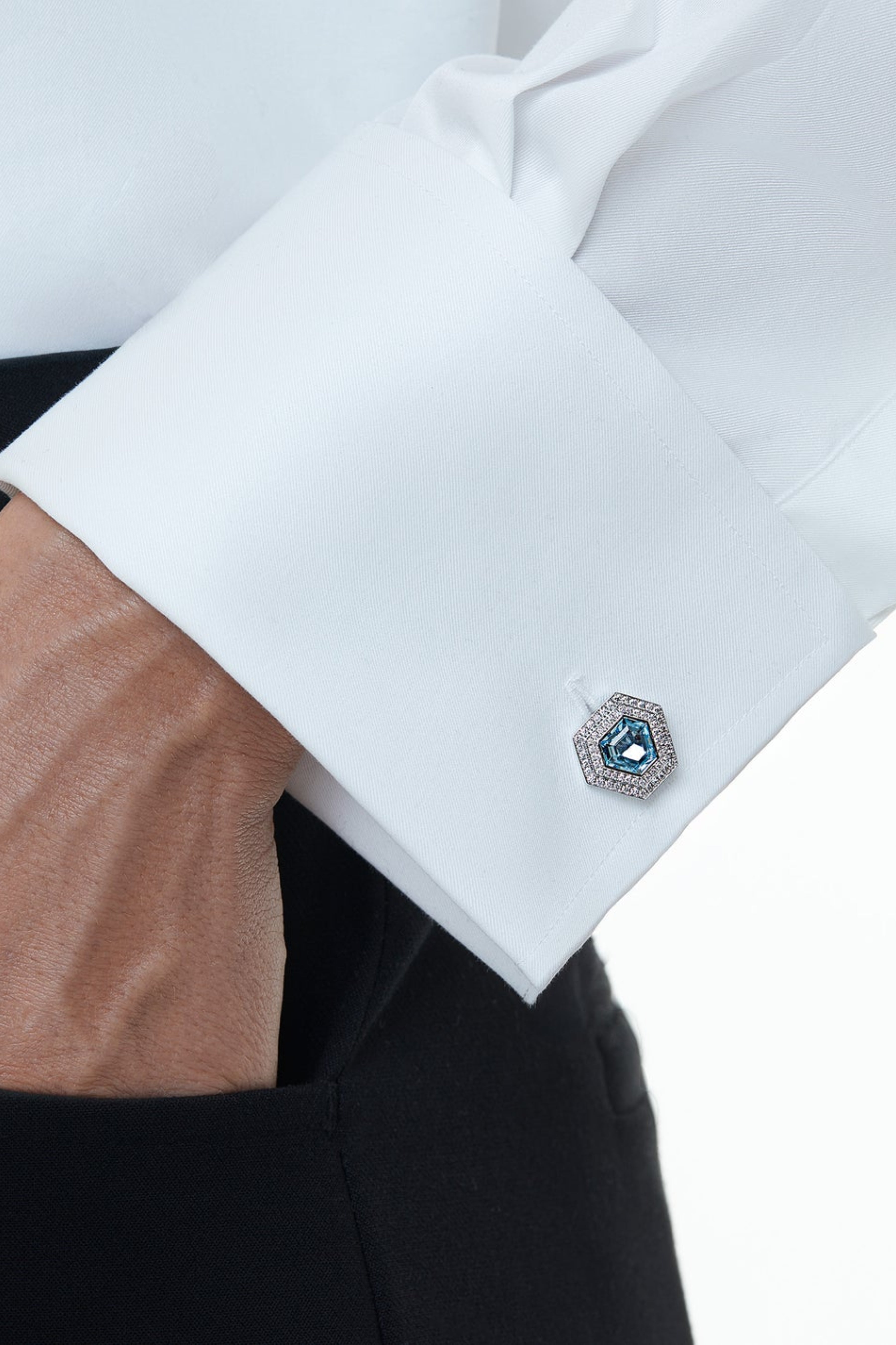 White Gold Chameleons Cufflinks