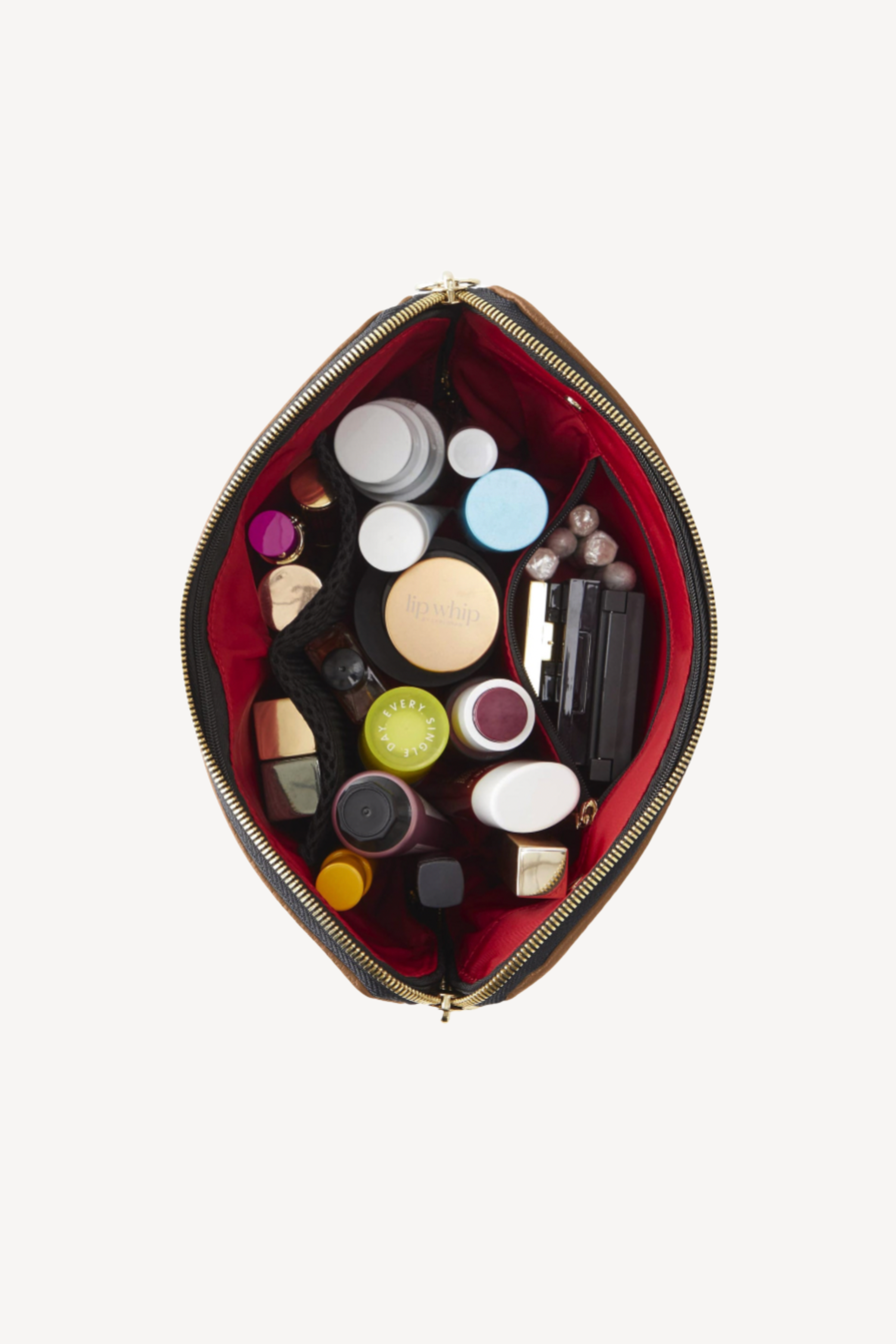 Camel & Red Everyday Makeup Bag