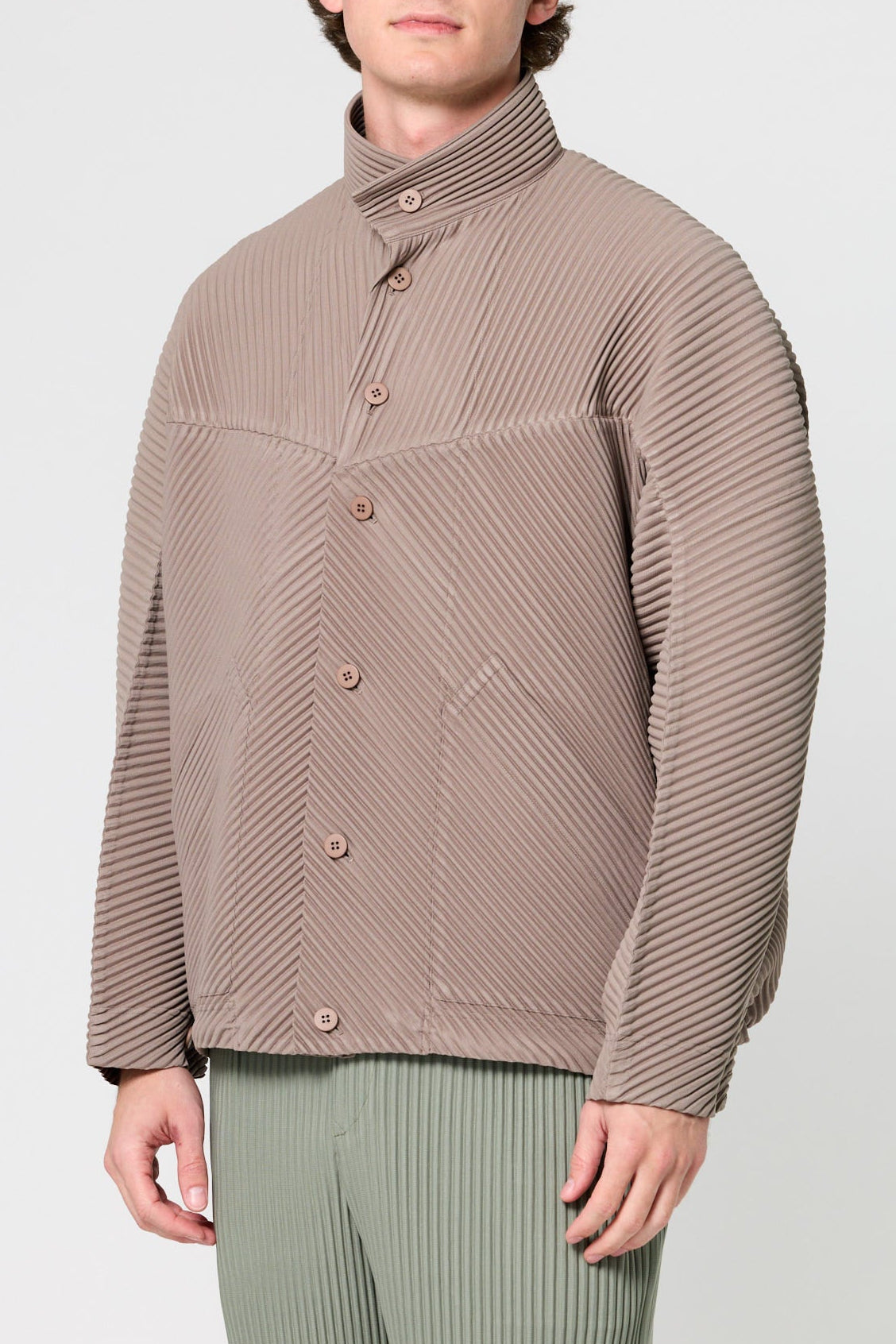 Pleated Buttons Blouson Top