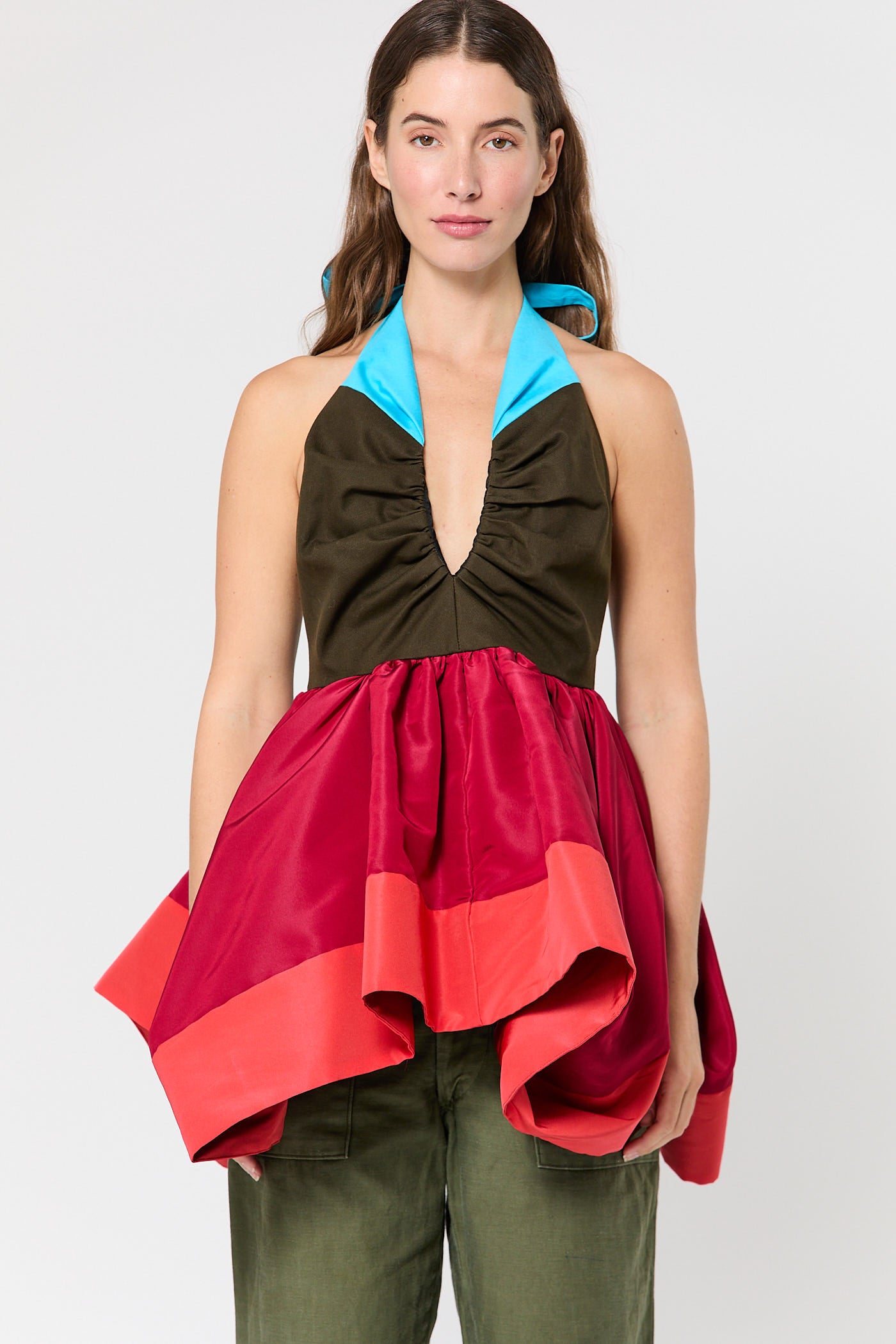 Pleated Bust Umbrella Halter Top