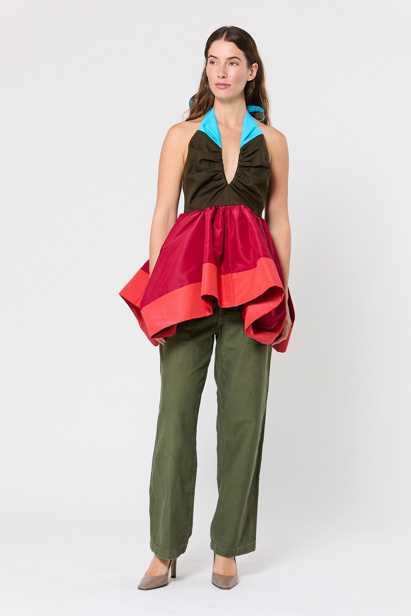 Pleated Bust Umbrella Halter Top