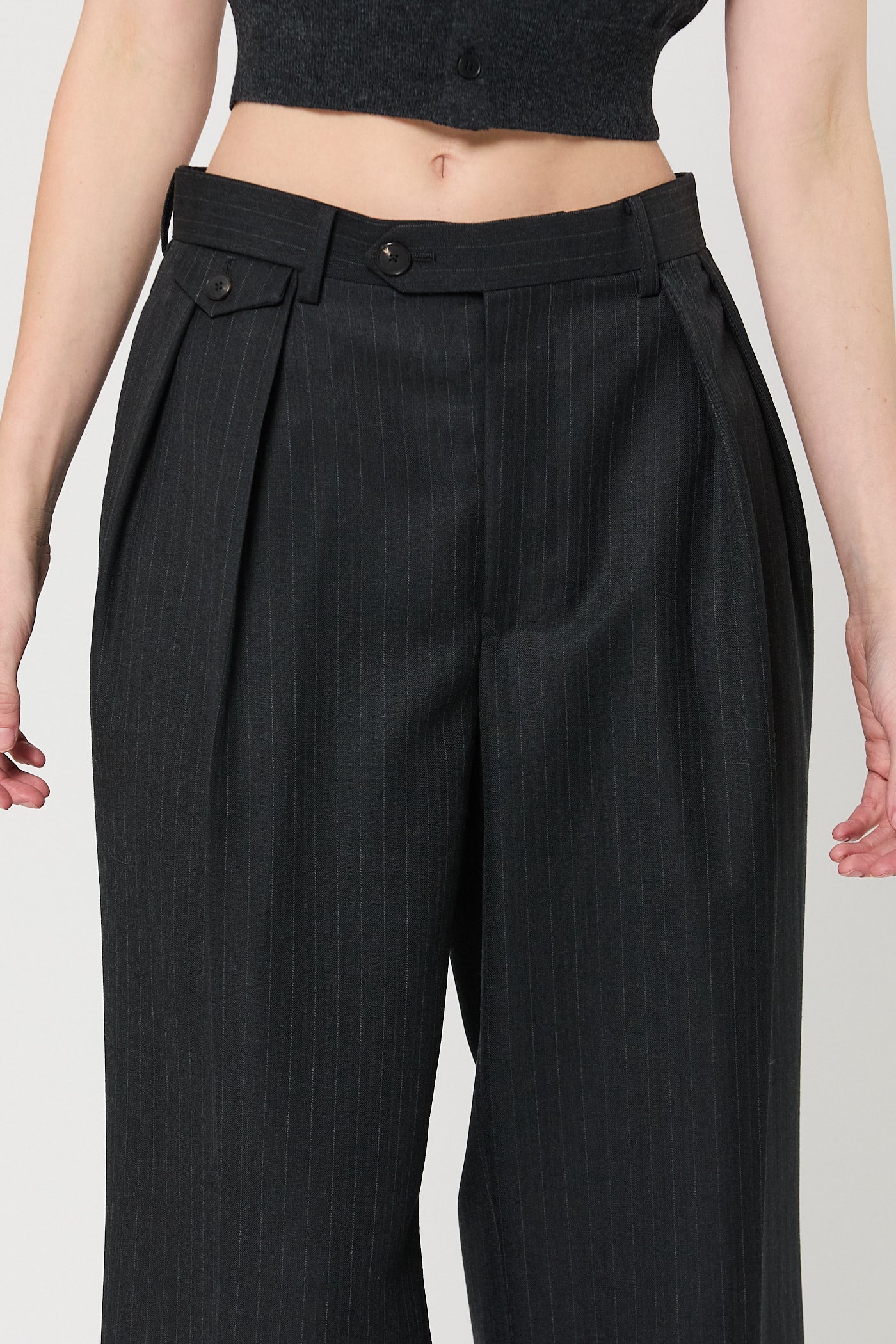 Blue faced Wool Two-Tuck Slacks
