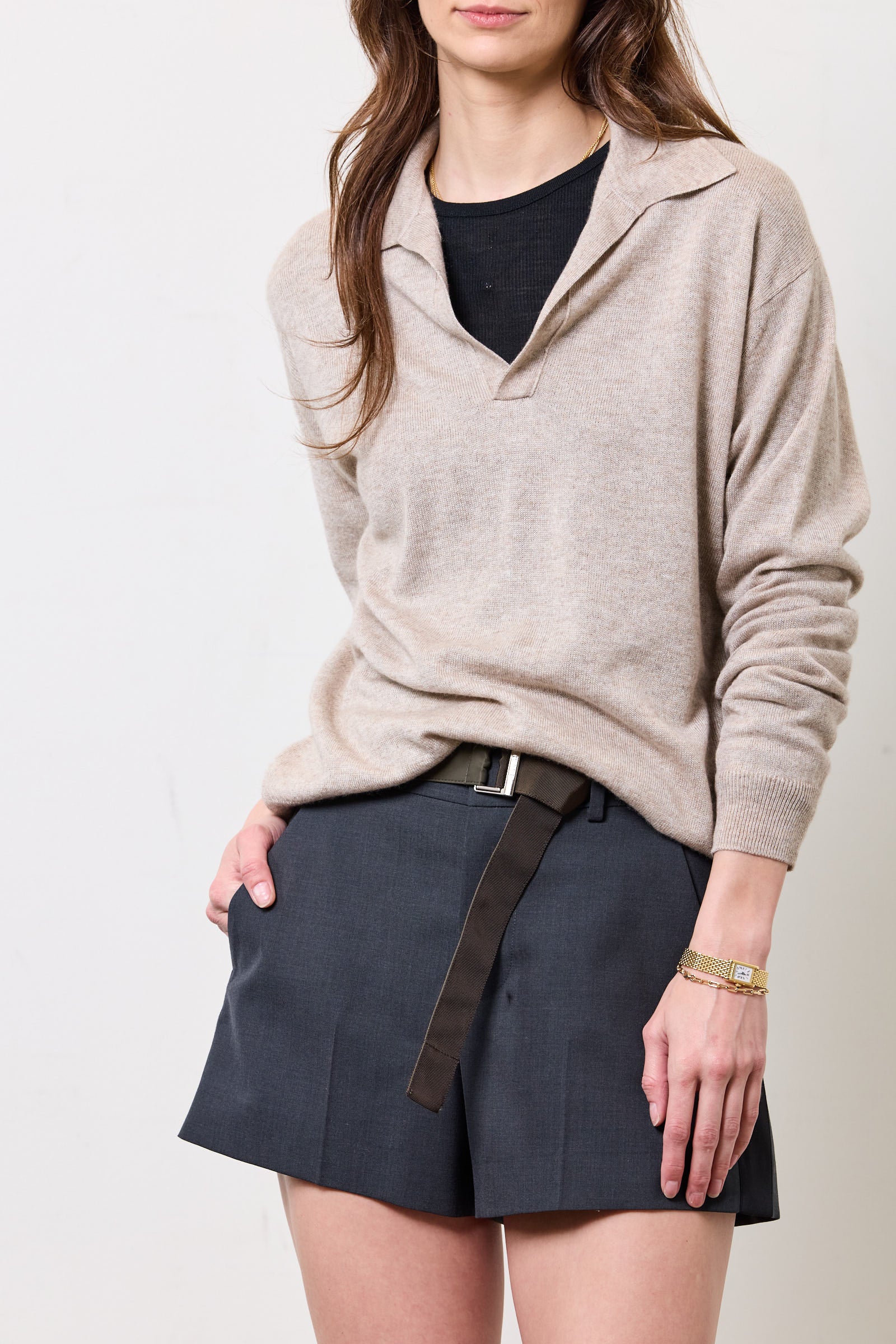 Cashmere Silk Knit L/S Polo
