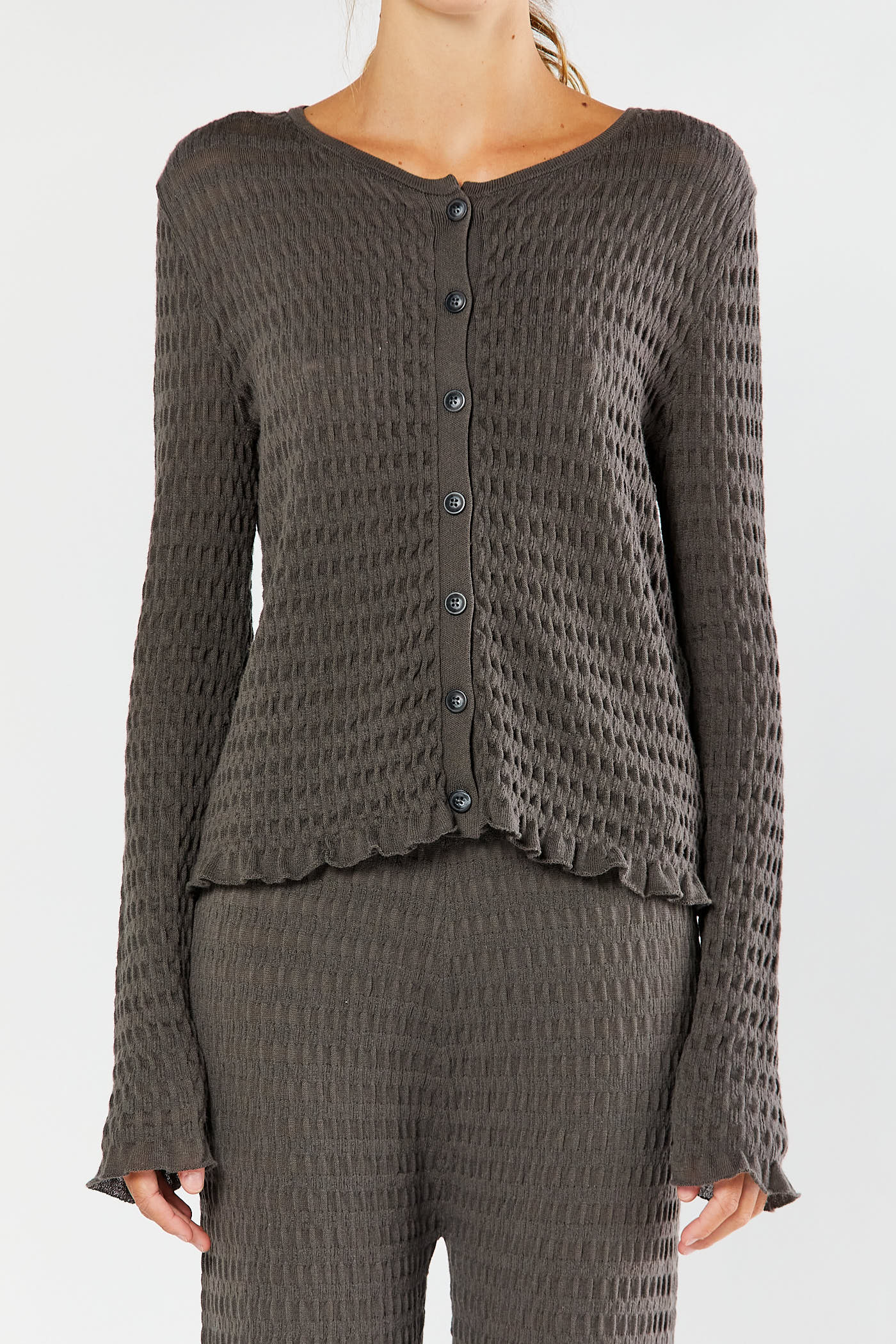 Coal Smocked Cardigan