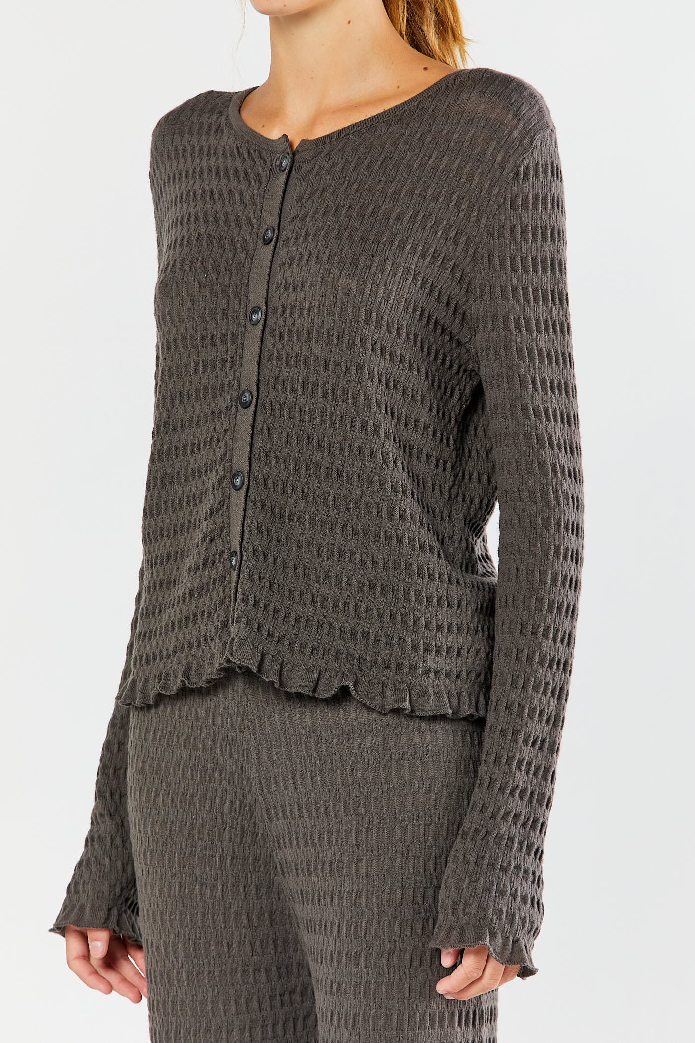 Coal Smocked Cardigan