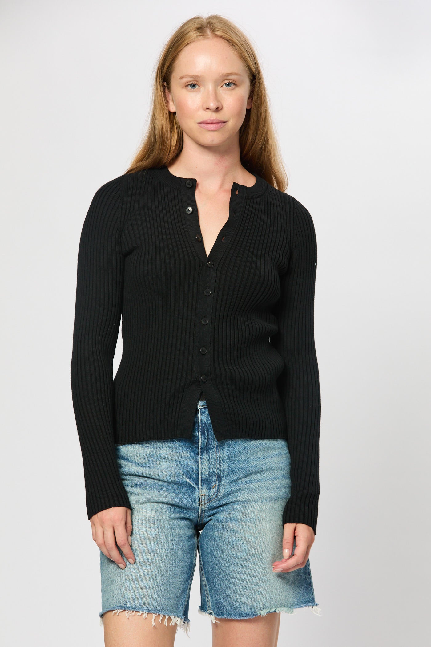 Rib Crew Neck Cardigan