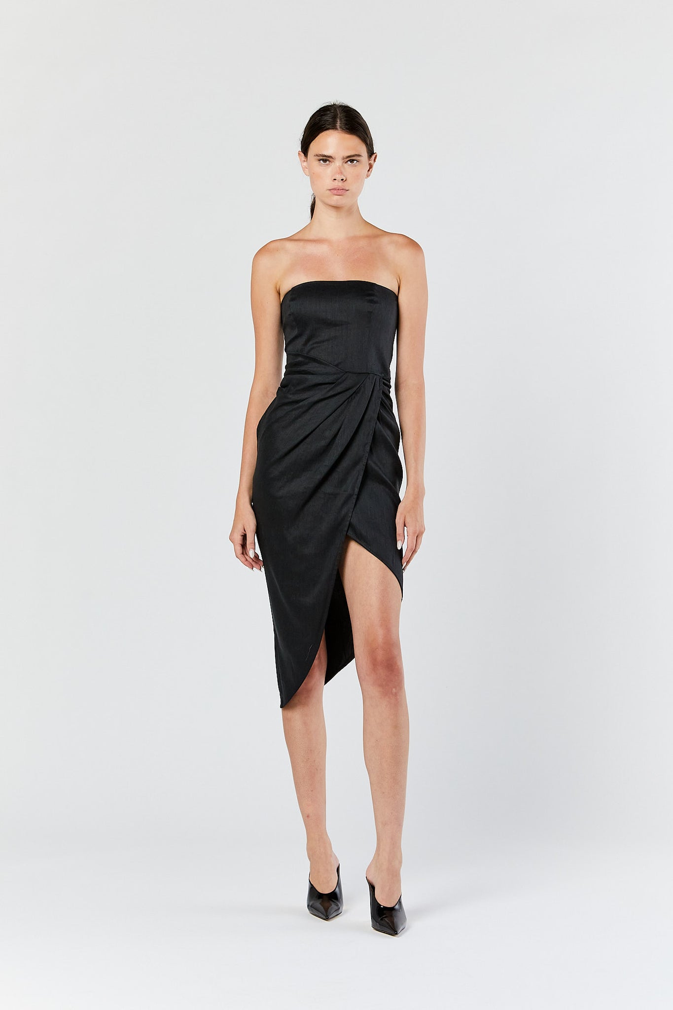 Black Lica Midi Linen Dress