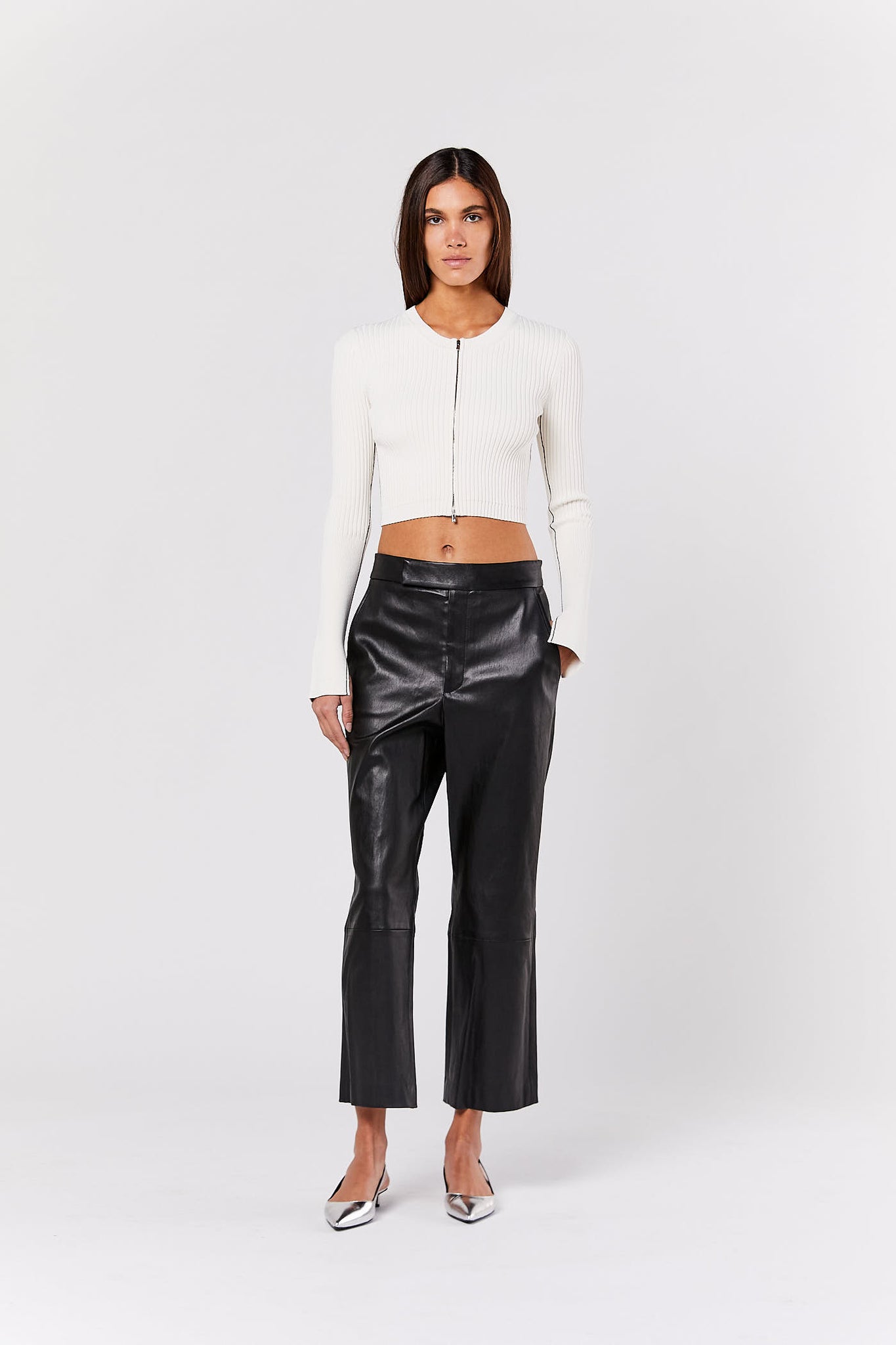 Black Crop Leather Pant