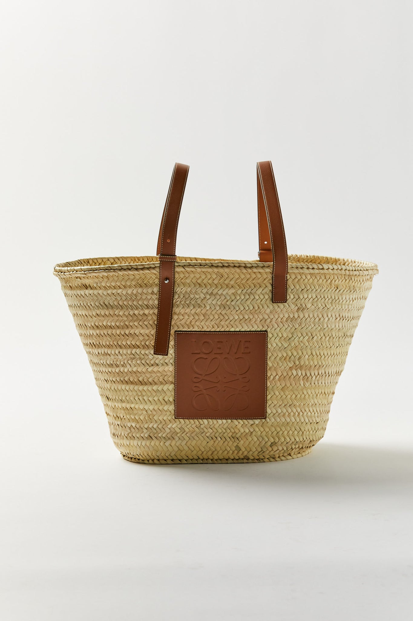 Natural & Tan Large Basket Bag