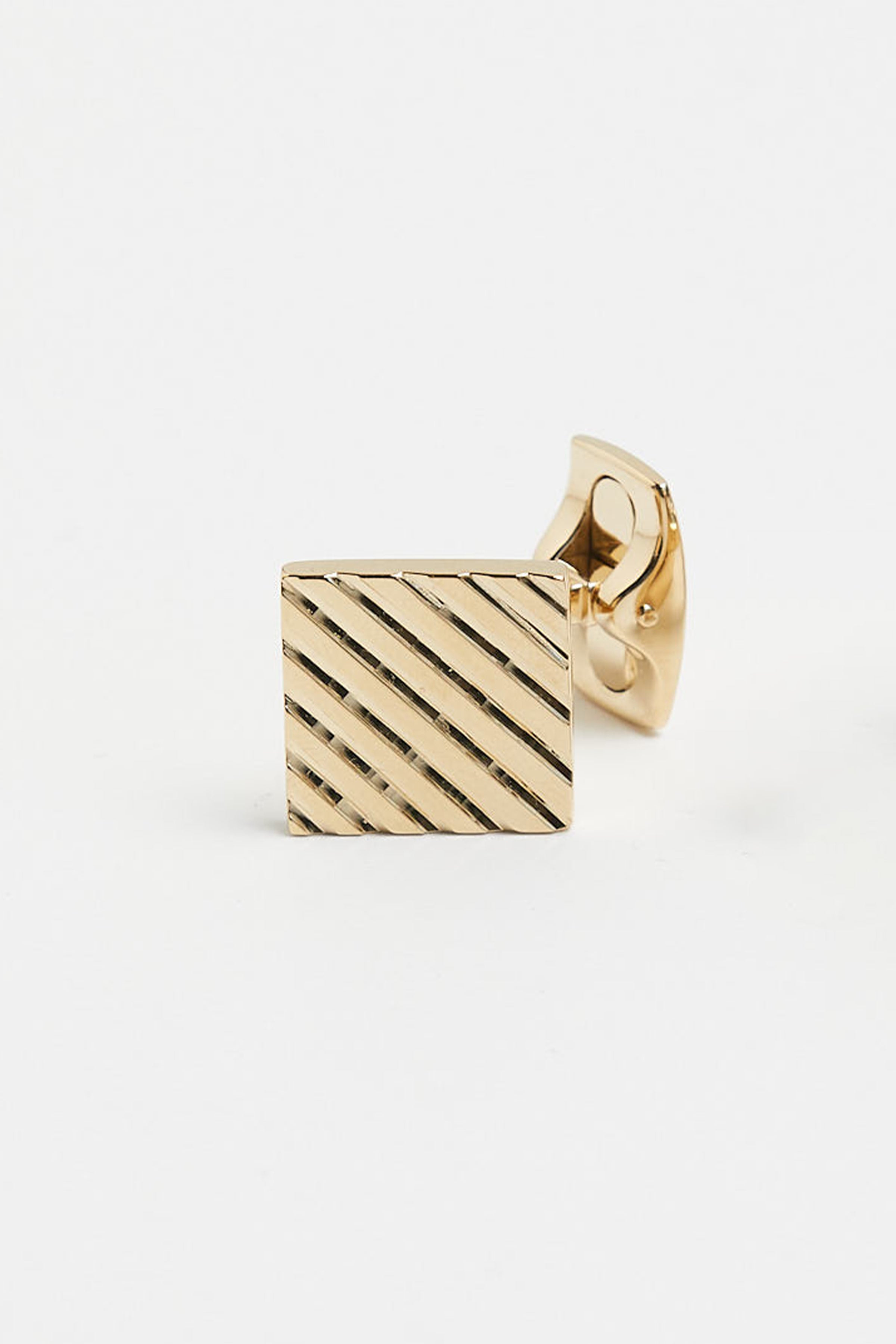 Square Engine Turned Cufflinks - Gold