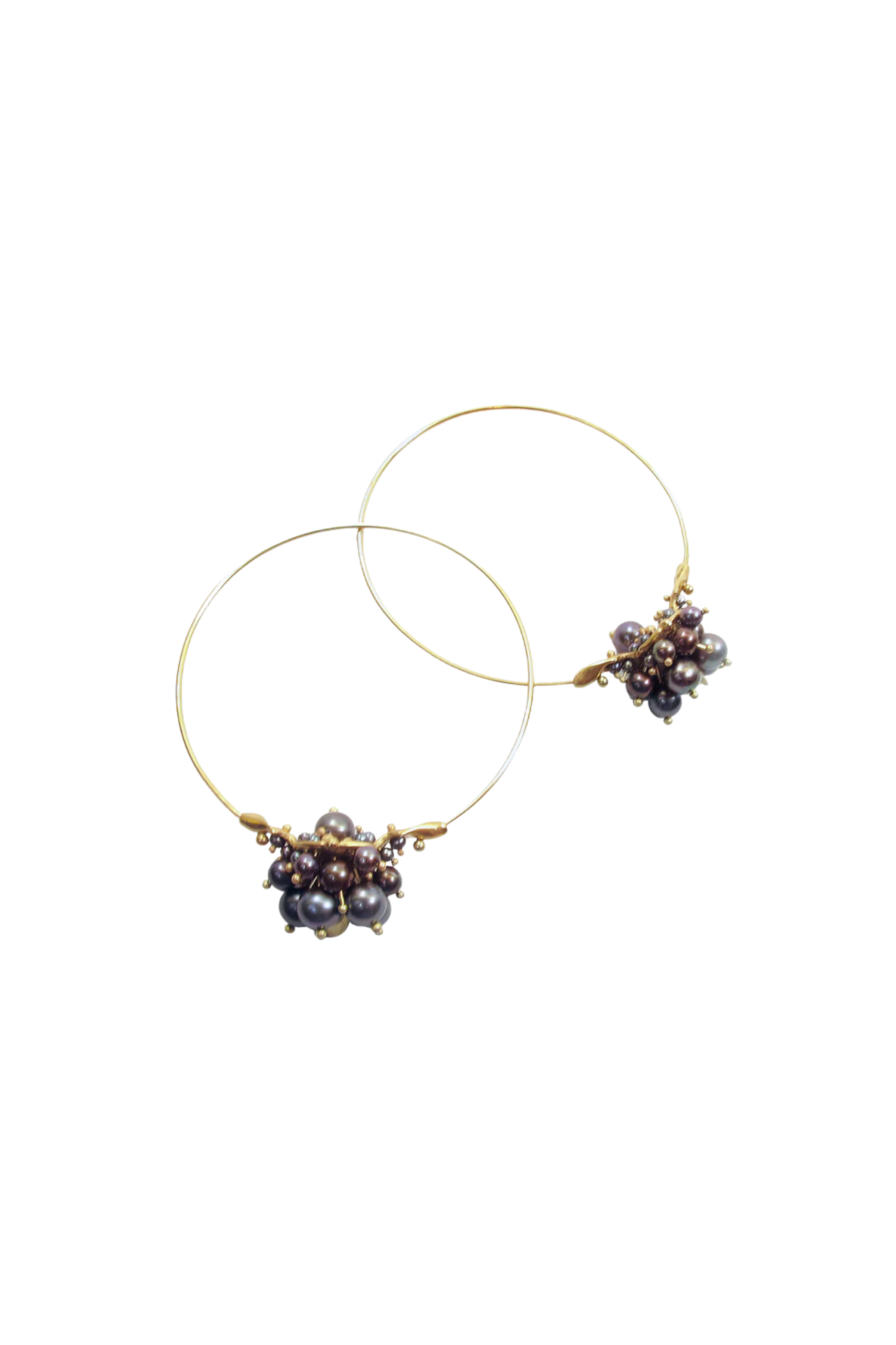 Black Pearl Hoop Cluster Earrings