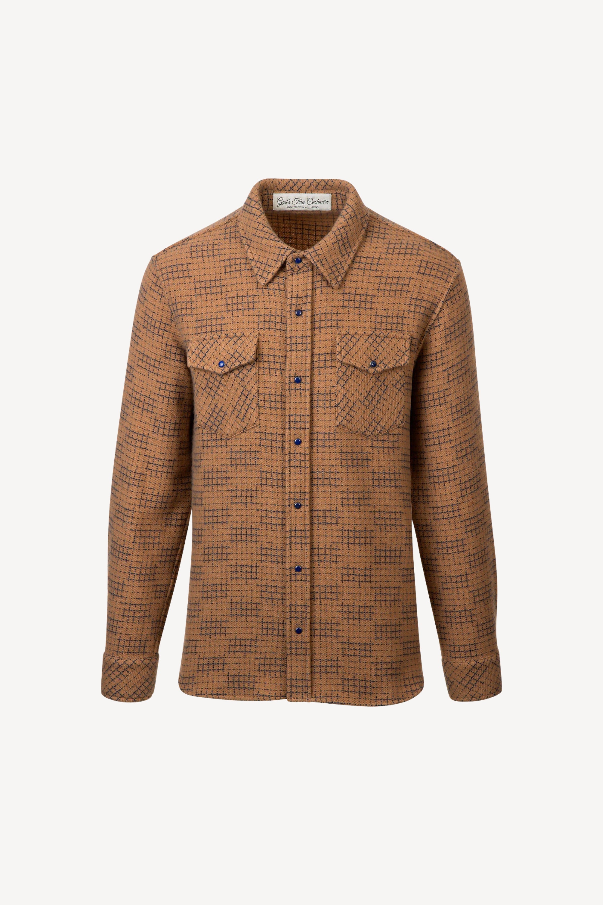Taupe Ombre Check Cashmere Shirt