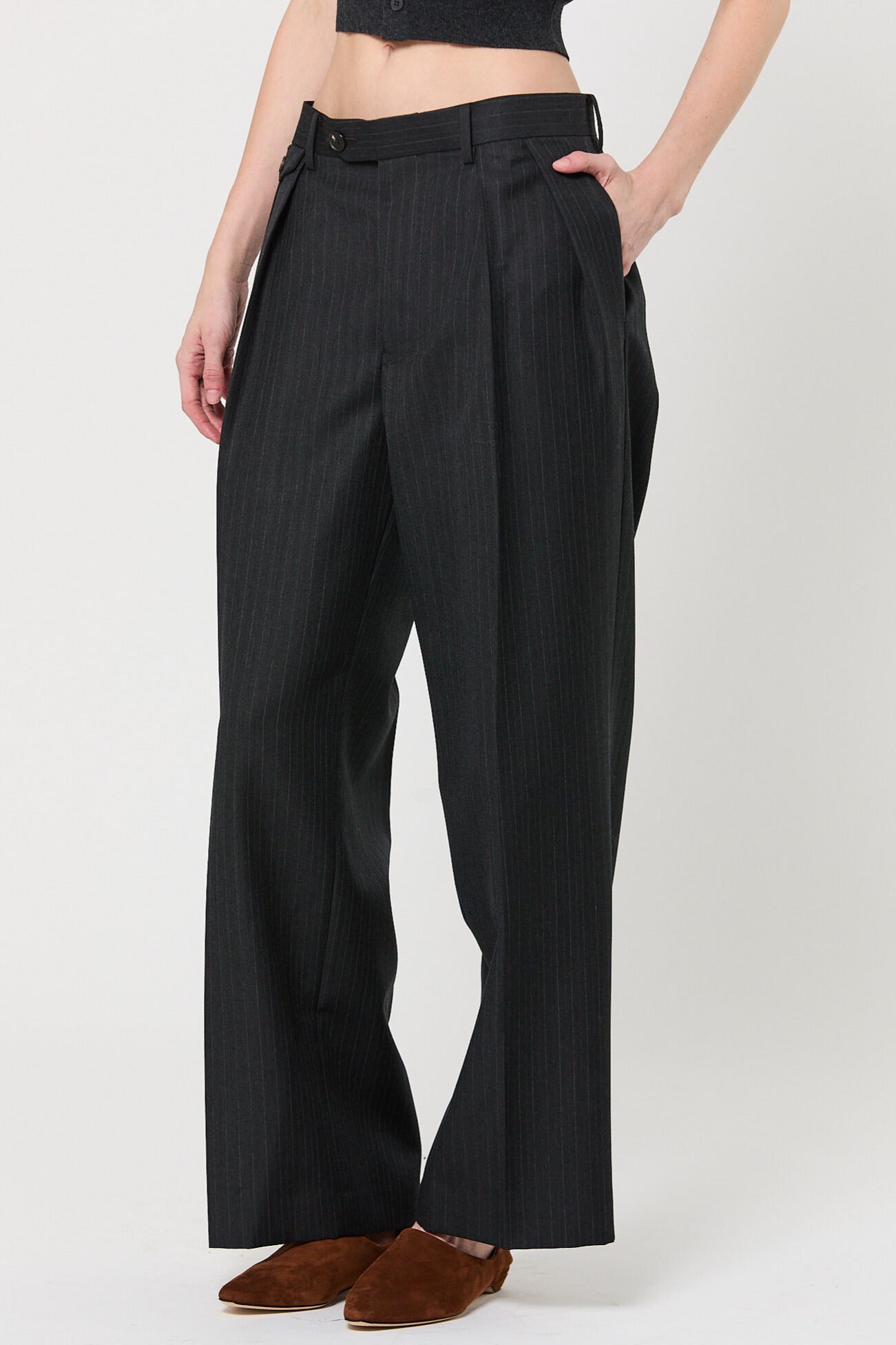 Blue faced Wool Two-Tuck Slacks