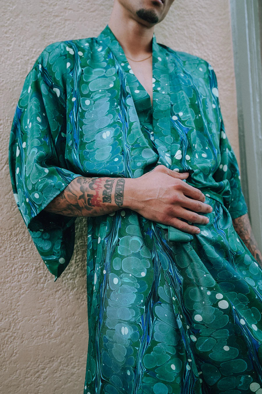 Marbled Silk Robe: Rain Song