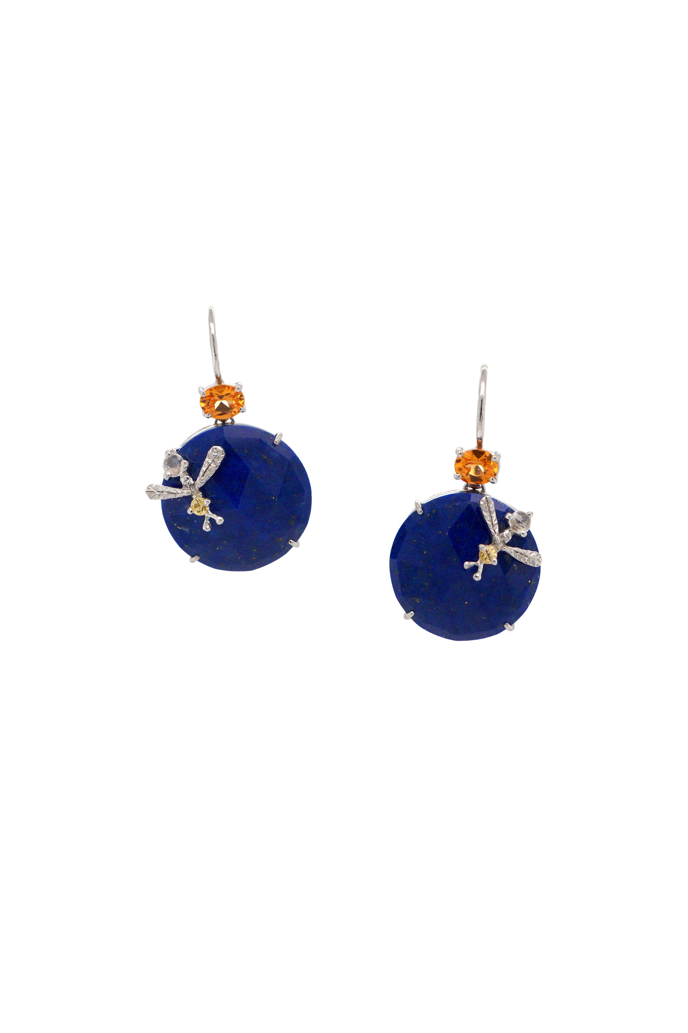 Lapis & Spessartite Bee Earrings