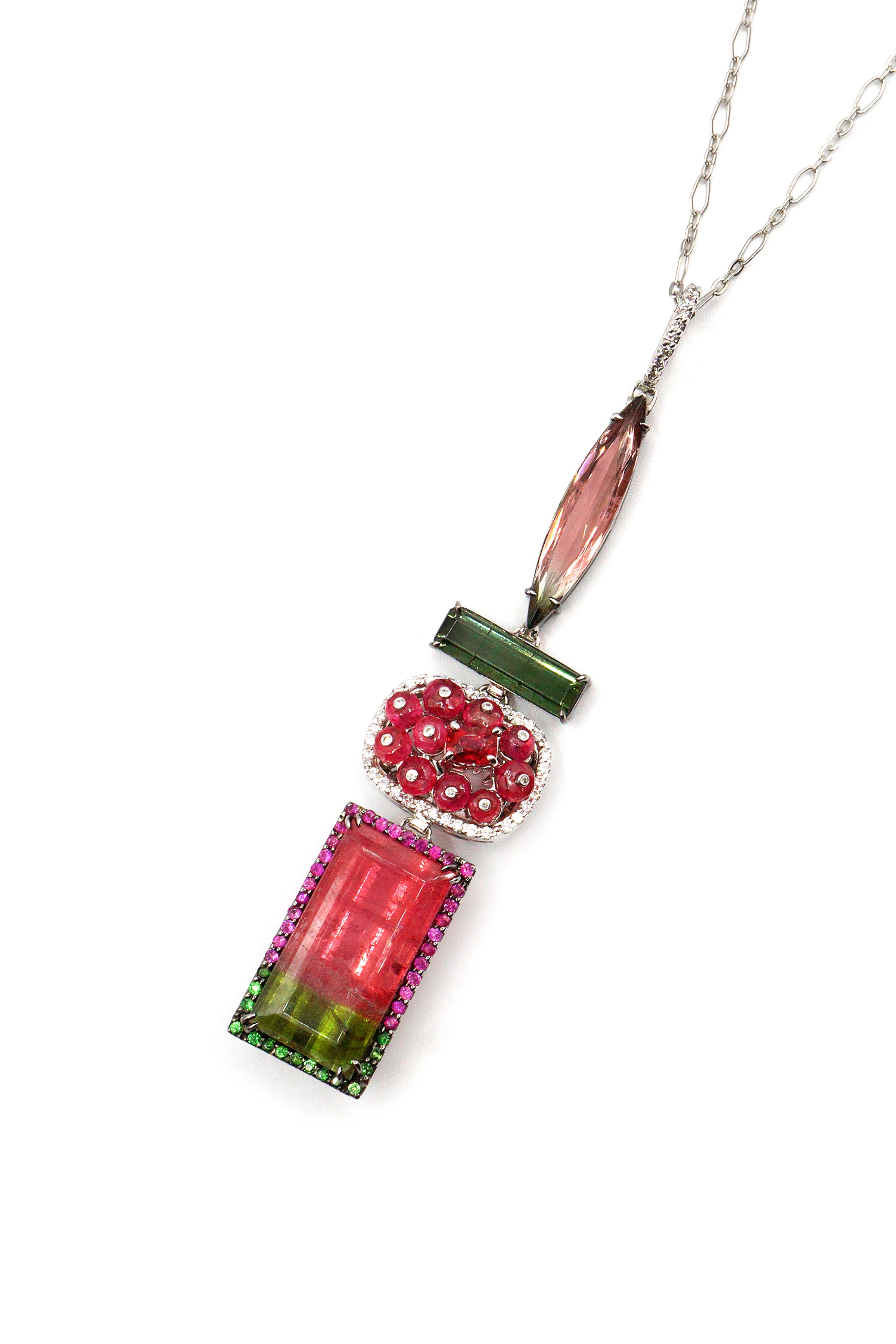 Watermelon Tourmaline Lavale Necklace