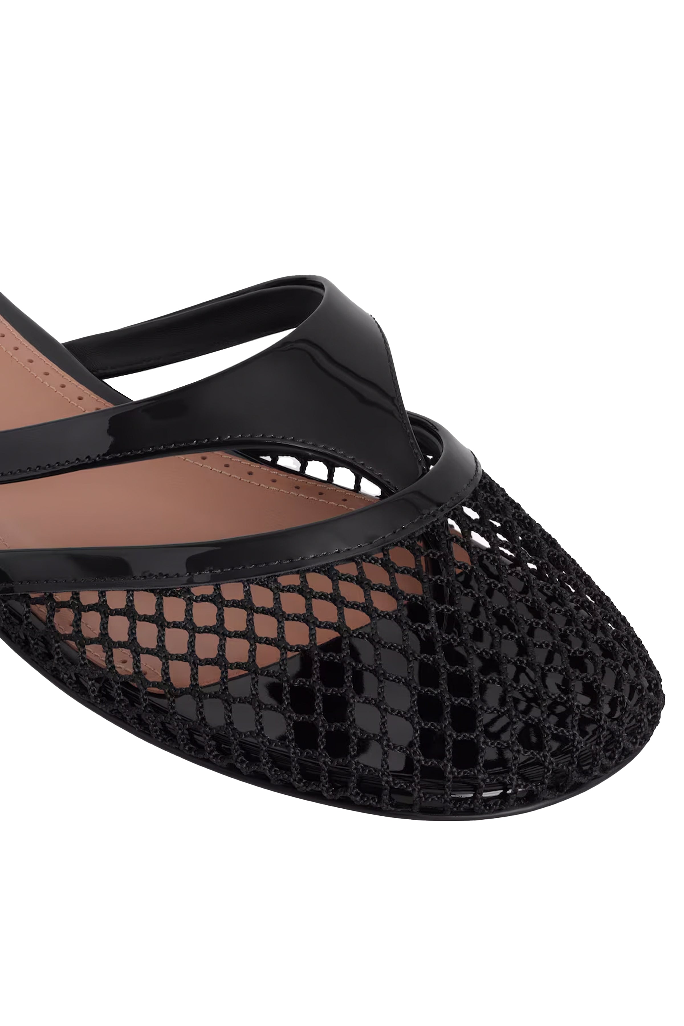 Infradito Leather & Fishnet Mules