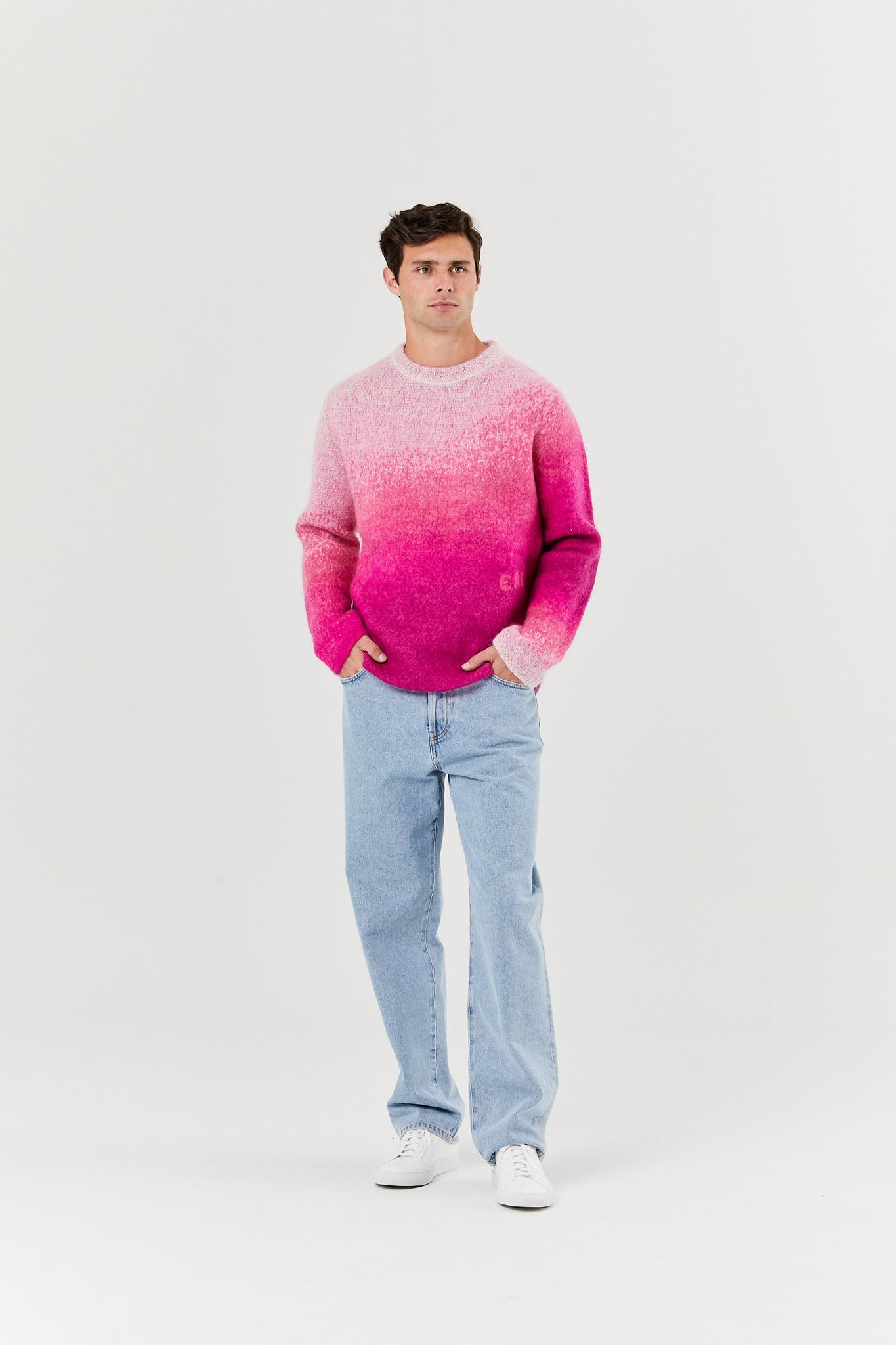 Pink Unisex Gradient Cotton Sweater
