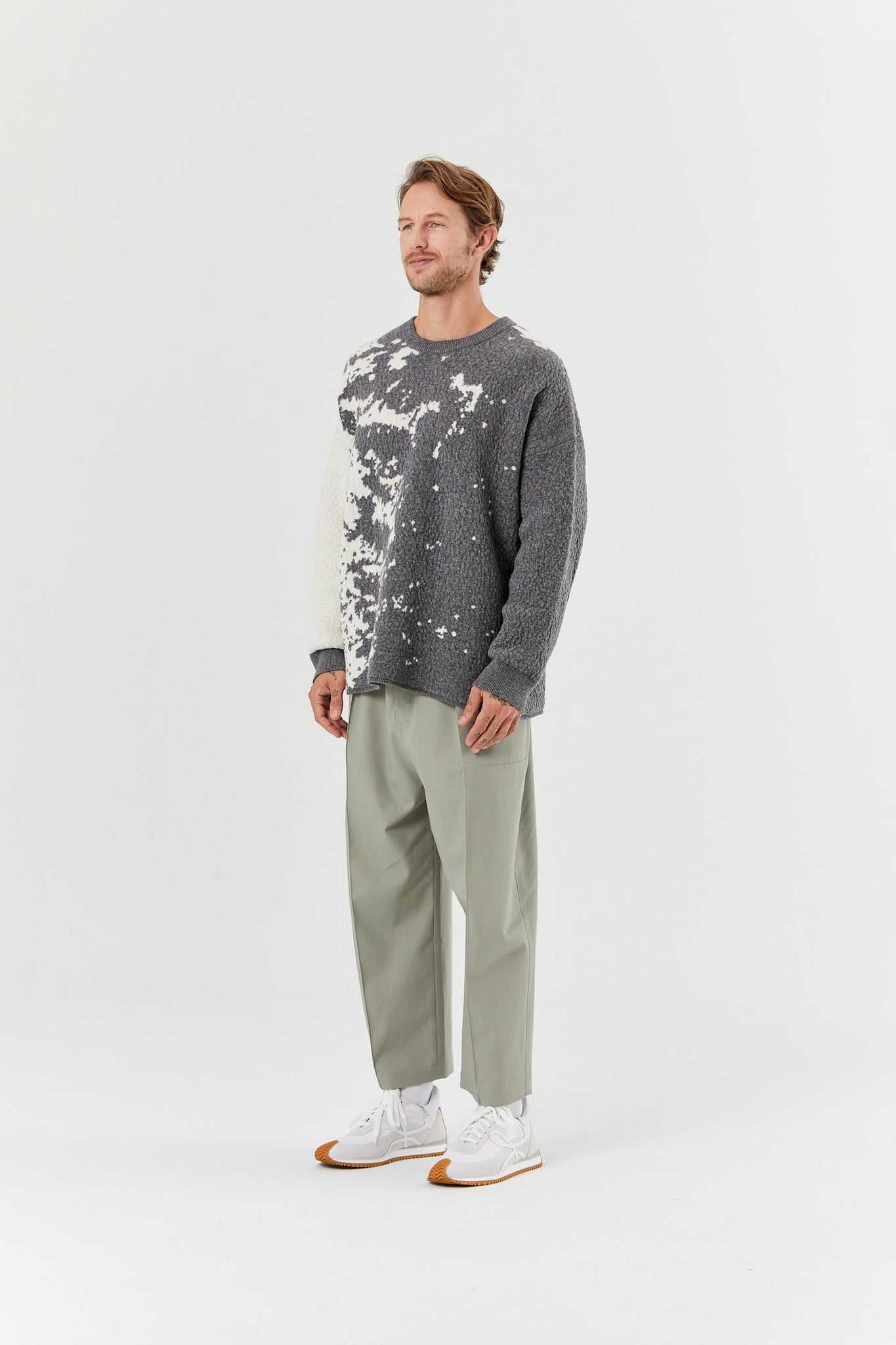 Grey & White Graphic Sweater