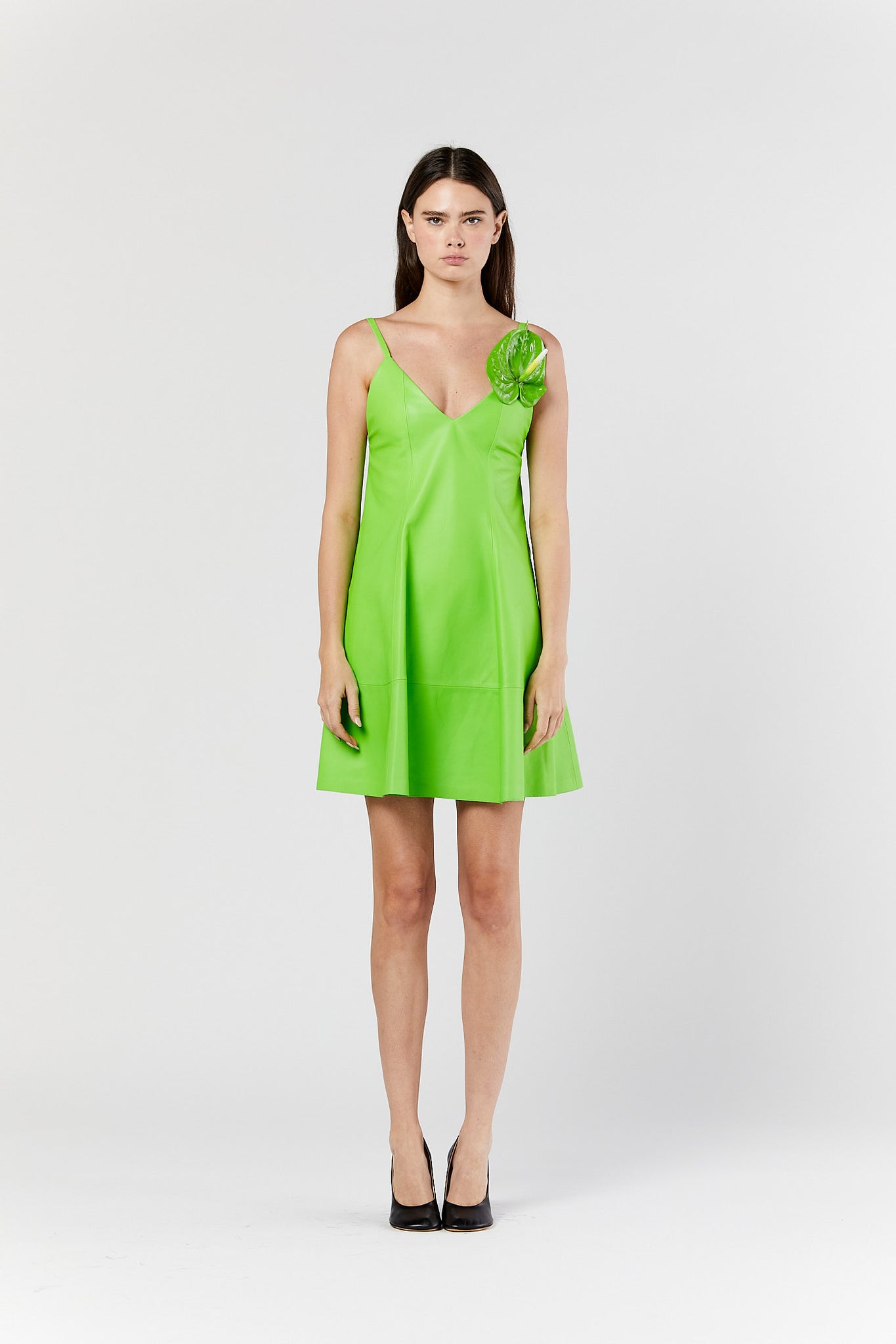Fluo Green Anthurium Strappy Dress