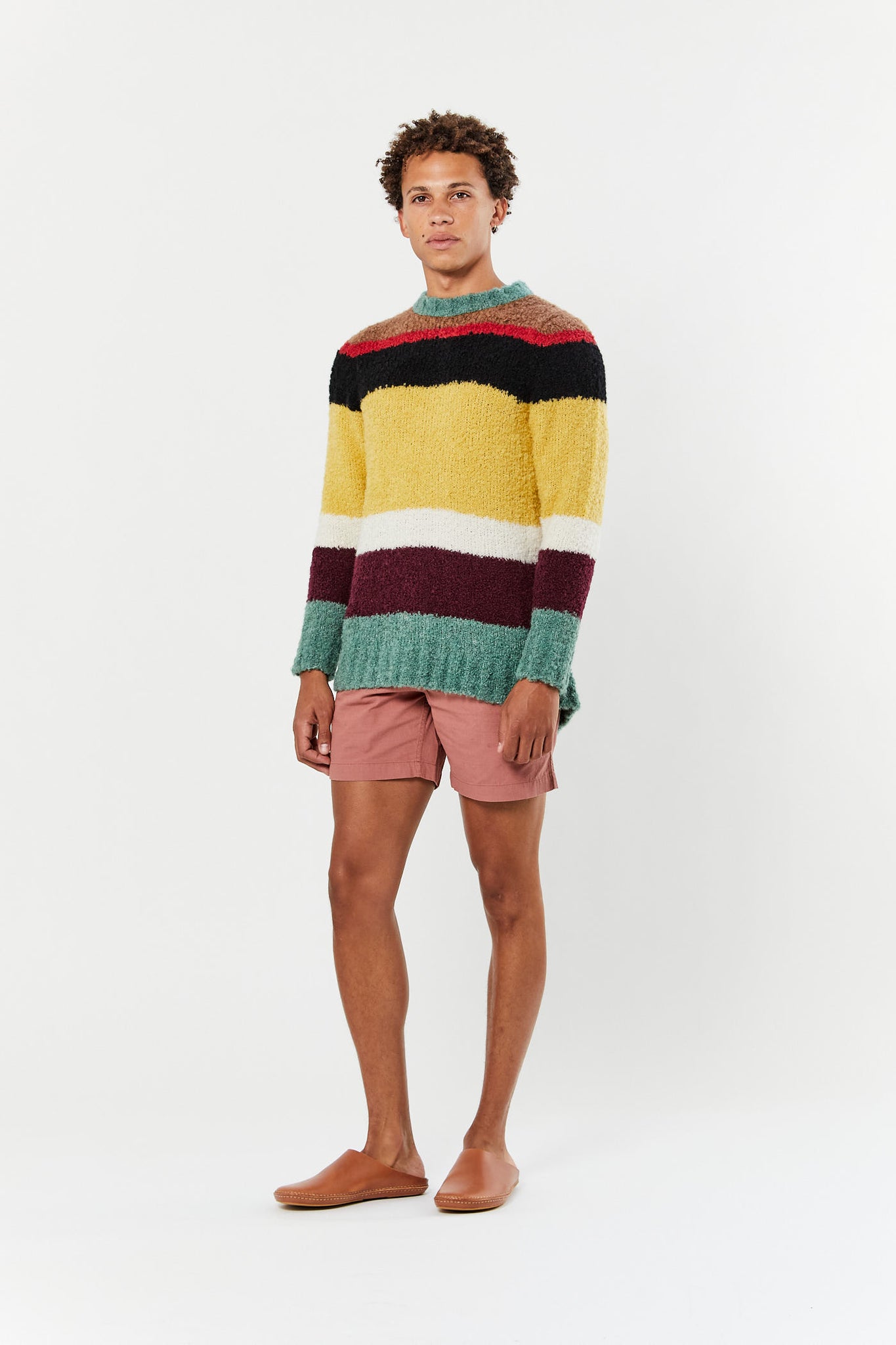 Multi Striped Teddy Crewneck Sweater