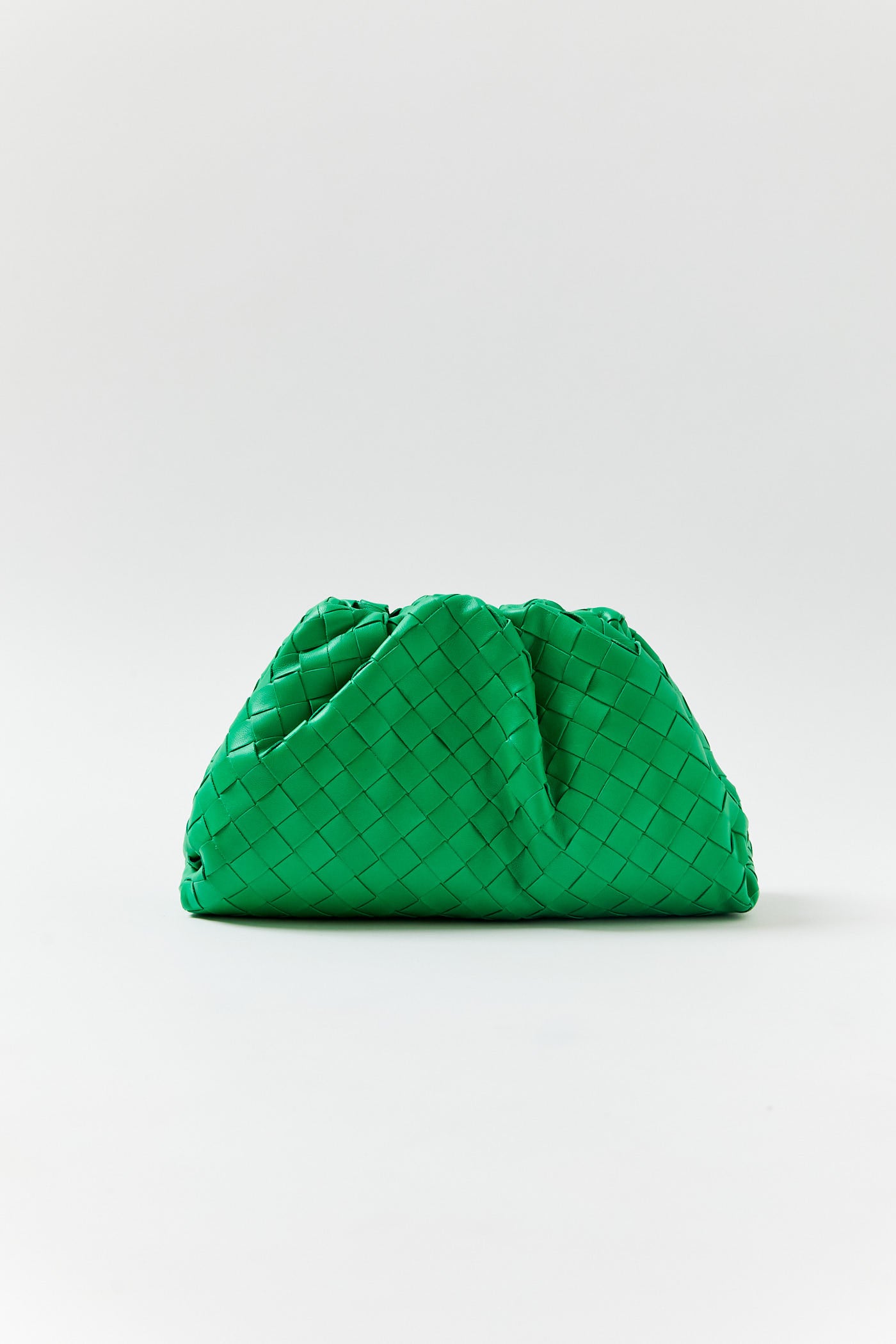 Bottega Veneta Green Leather Intrecciato Pouch Clutch