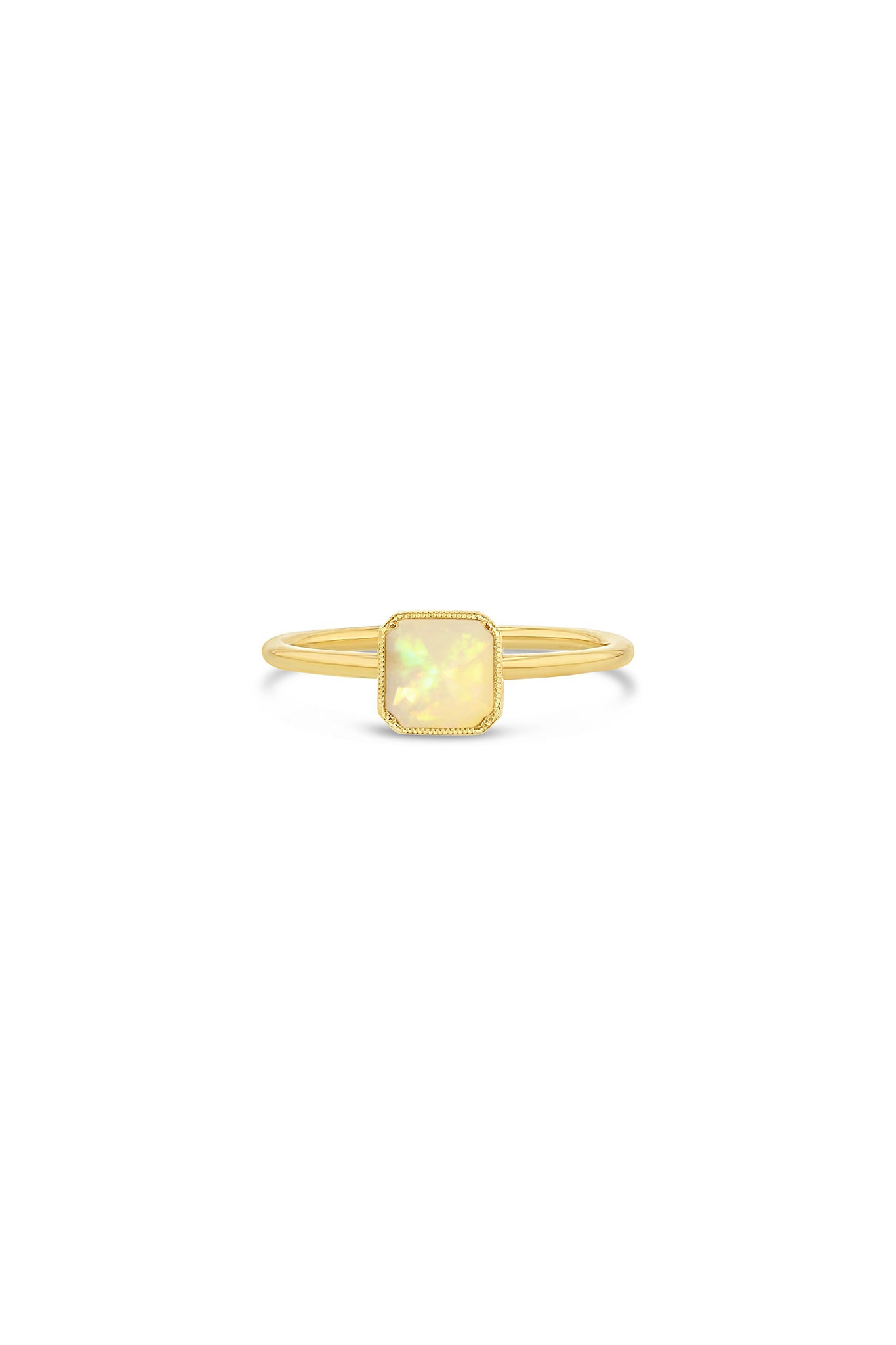 14k Gold Square Bezel Opal Ring