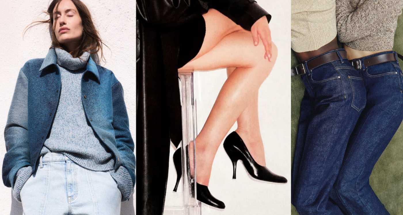 three images of sanderlak clothing, jude shoes and ossou denim