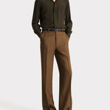 Classic Collar Shirt in Olive Silk Crepe