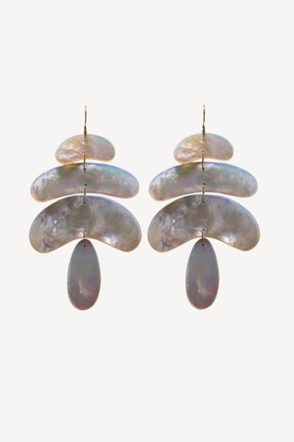 18K Large Totem Earrings in Mother of Pearl
