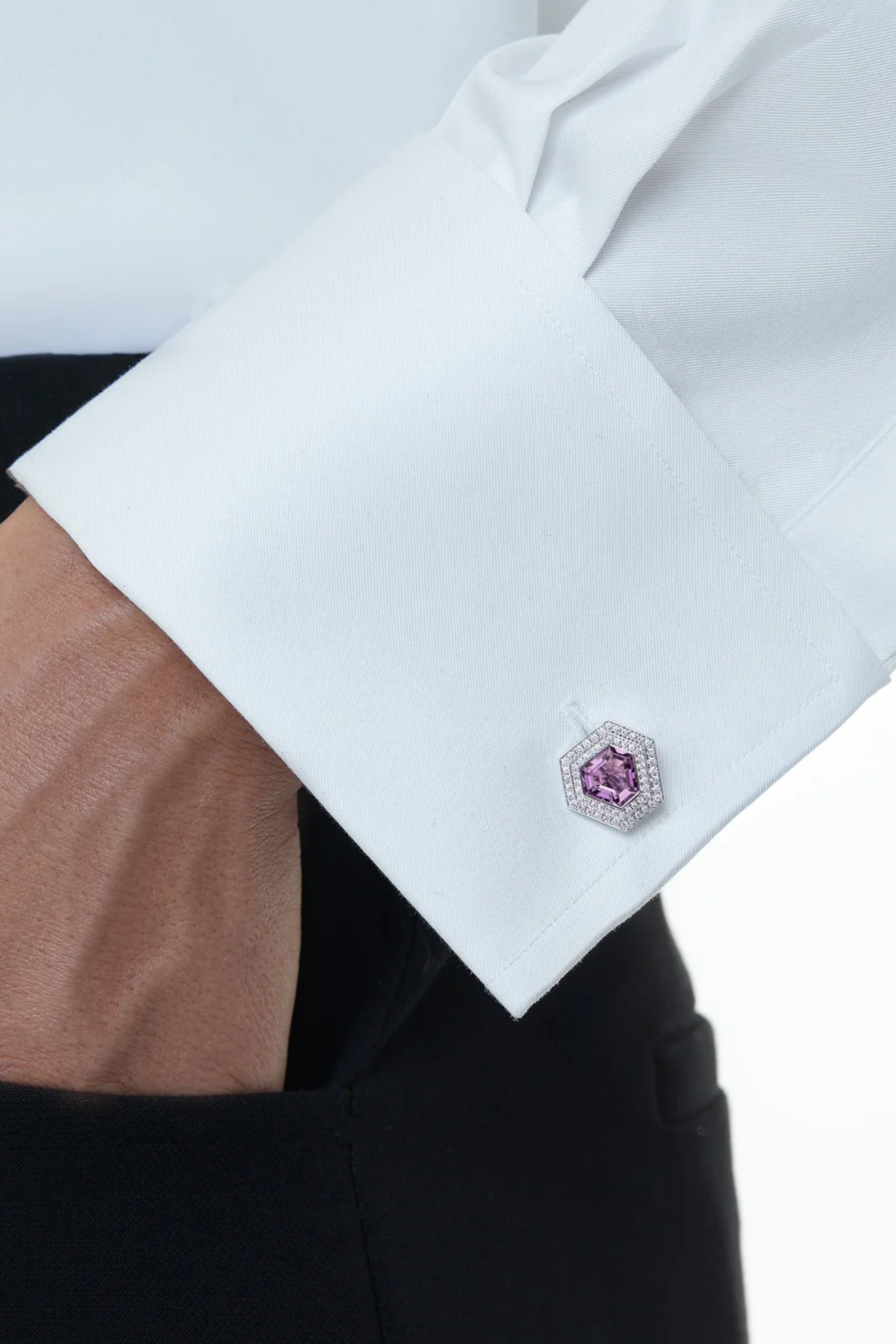 White Gold Chameleons Cufflinks