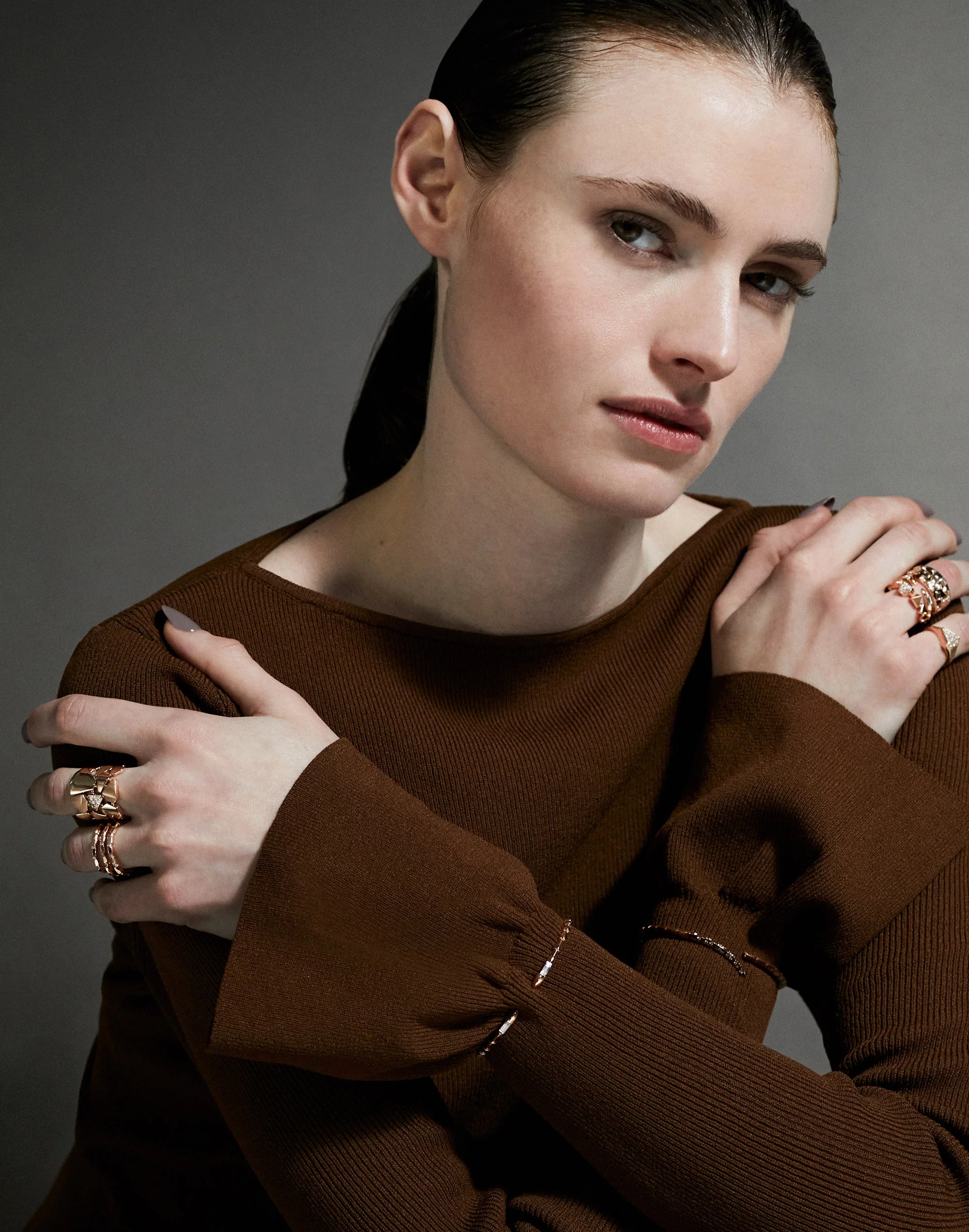 Dragon Baguette Bangle In White Gold