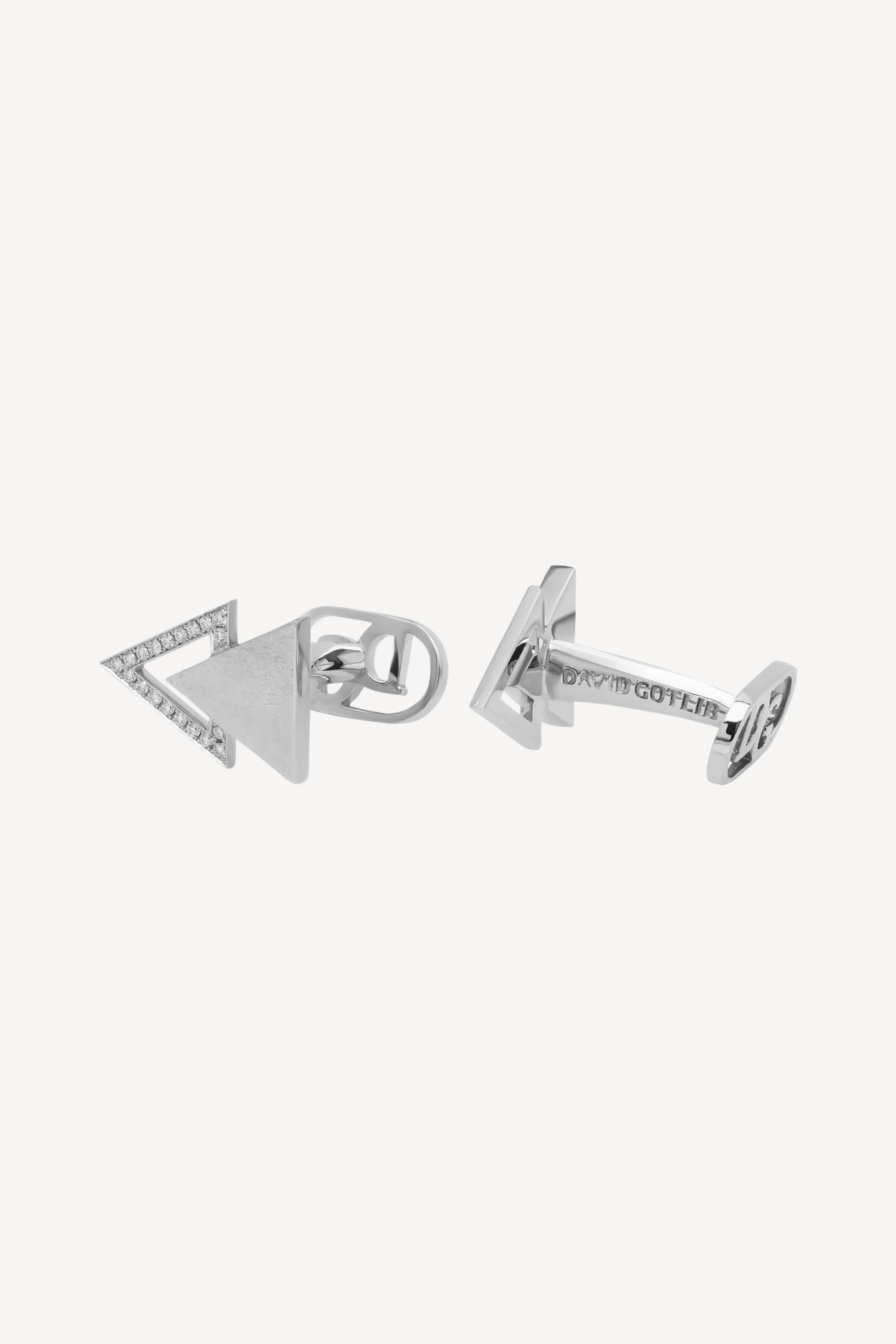 Partnered Triangle White Cufflinks