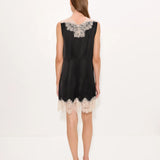 Bea Satin Lace Mini Dress in Black/Bone