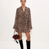 Marion Chiffon Dress in Tiger Stripe
