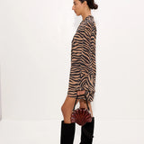 Marion Chiffon Dress in Tiger Stripe