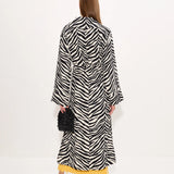 Djinn Crepe Robe Coat in Zebra Print