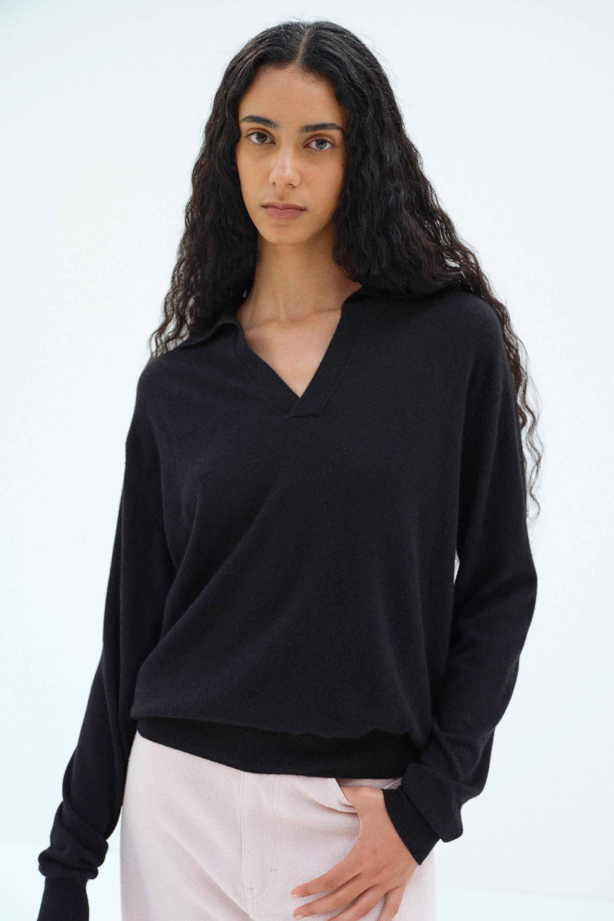Cashmere Silk Knit L/S Polo