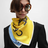 Square in Silk Twill Blue/Cream/Yellow