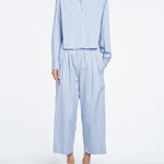 Cropped Shirt in Sky Blue Stripe