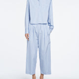 Cropped Shirt in Sky Blue Stripe