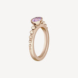 Sari Bandhani Granulated Solitaire Ring in Oval cut Pink Spinel