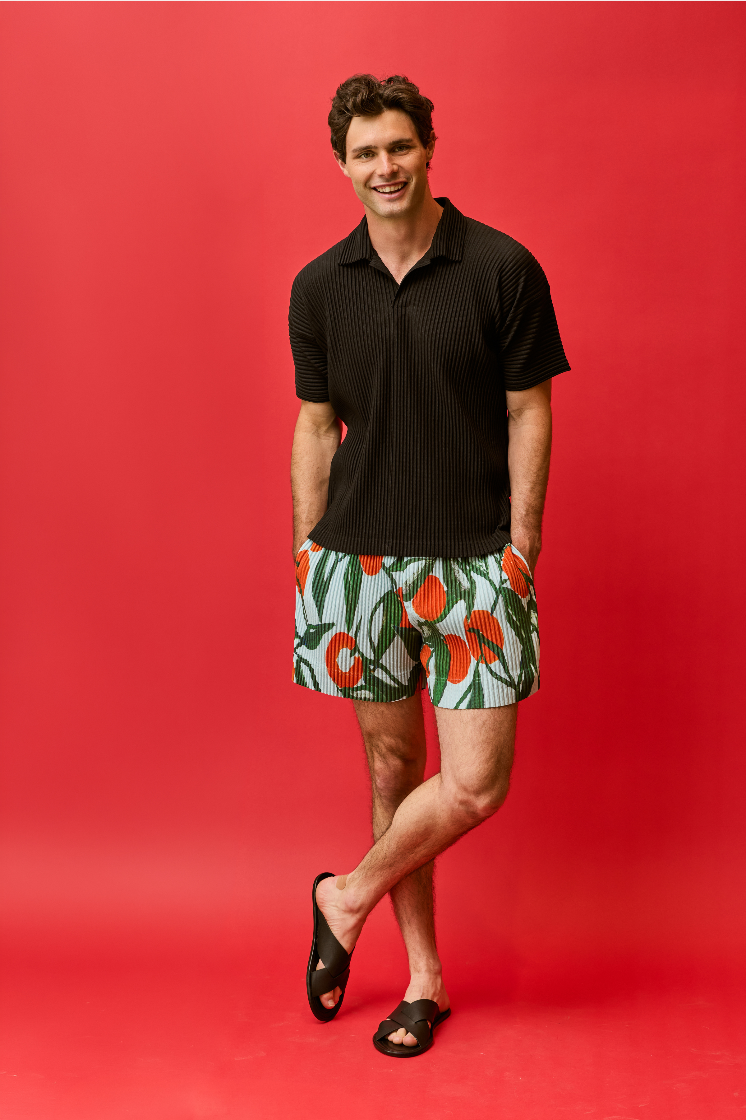 Slim Pleated Polo