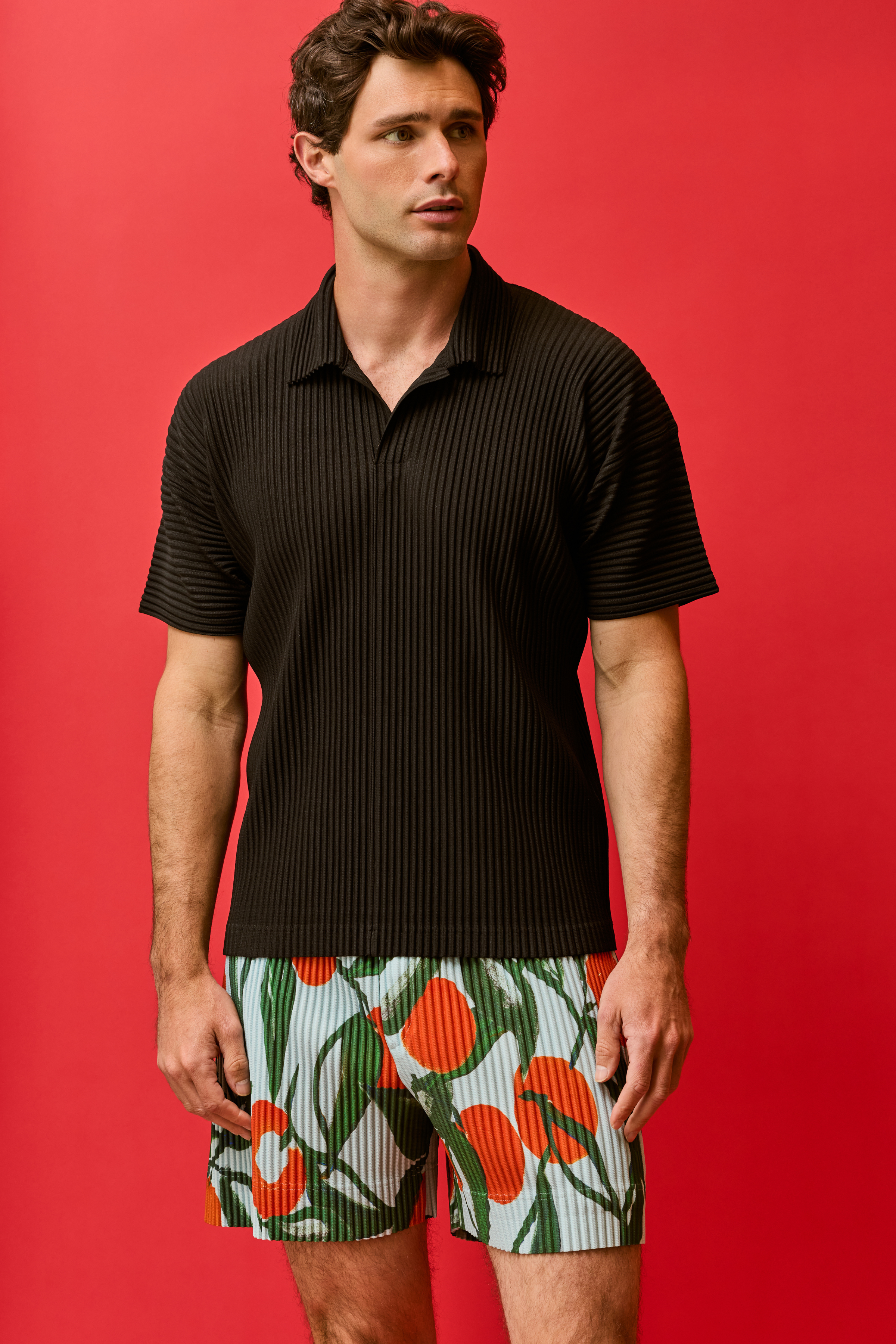 Slim Pleated Polo