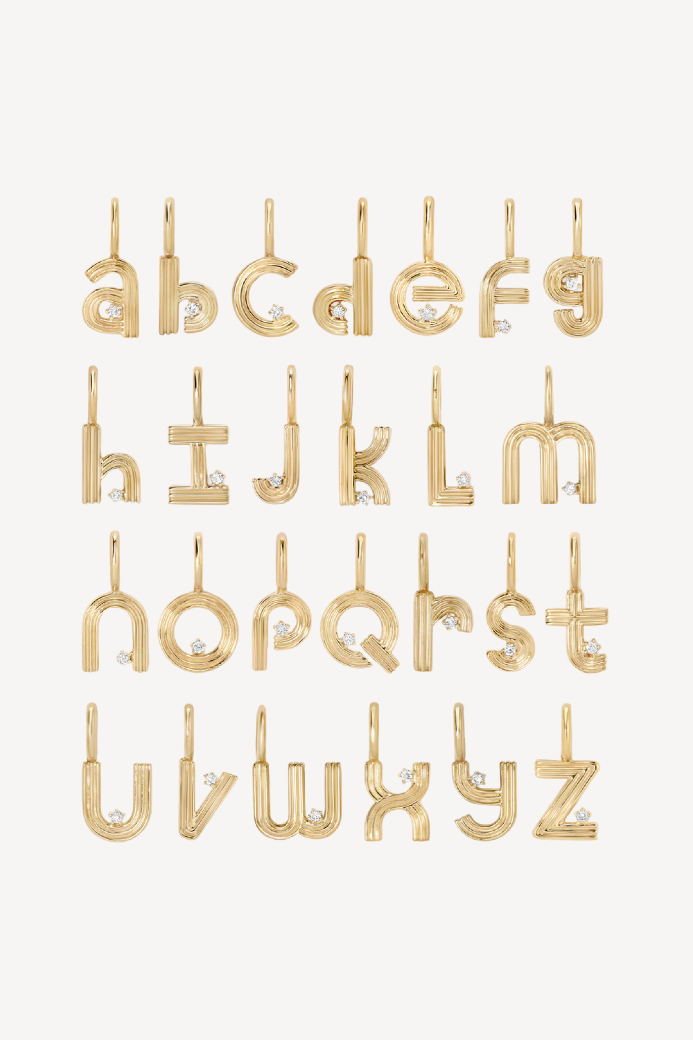 Groovy Diamond Initial Mini Charm