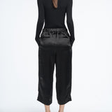 Pull On Wide Leg Crop in Black