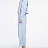 Cropped Shirt in Sky Blue Stripe