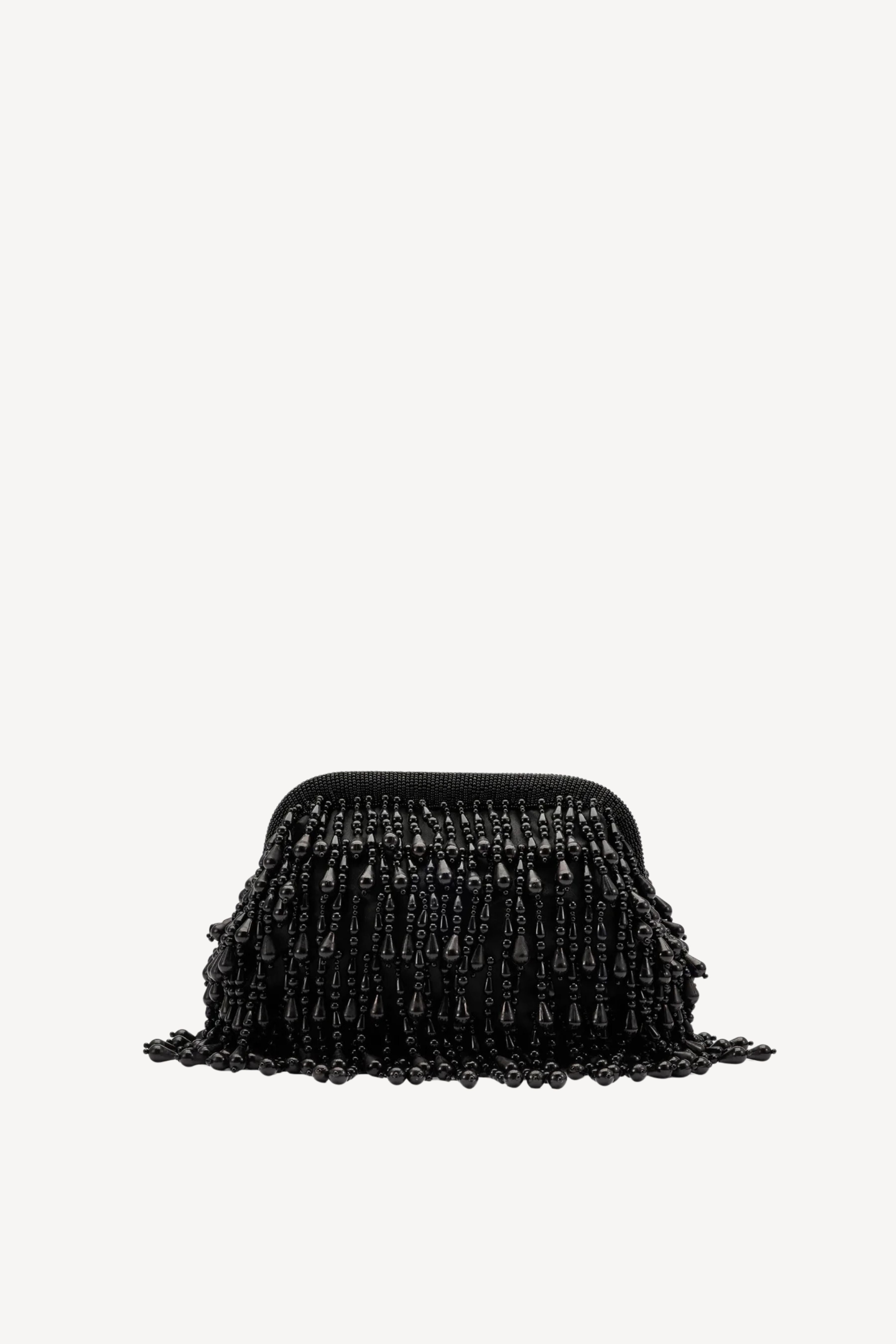 Beaded Drop Clutch in Black