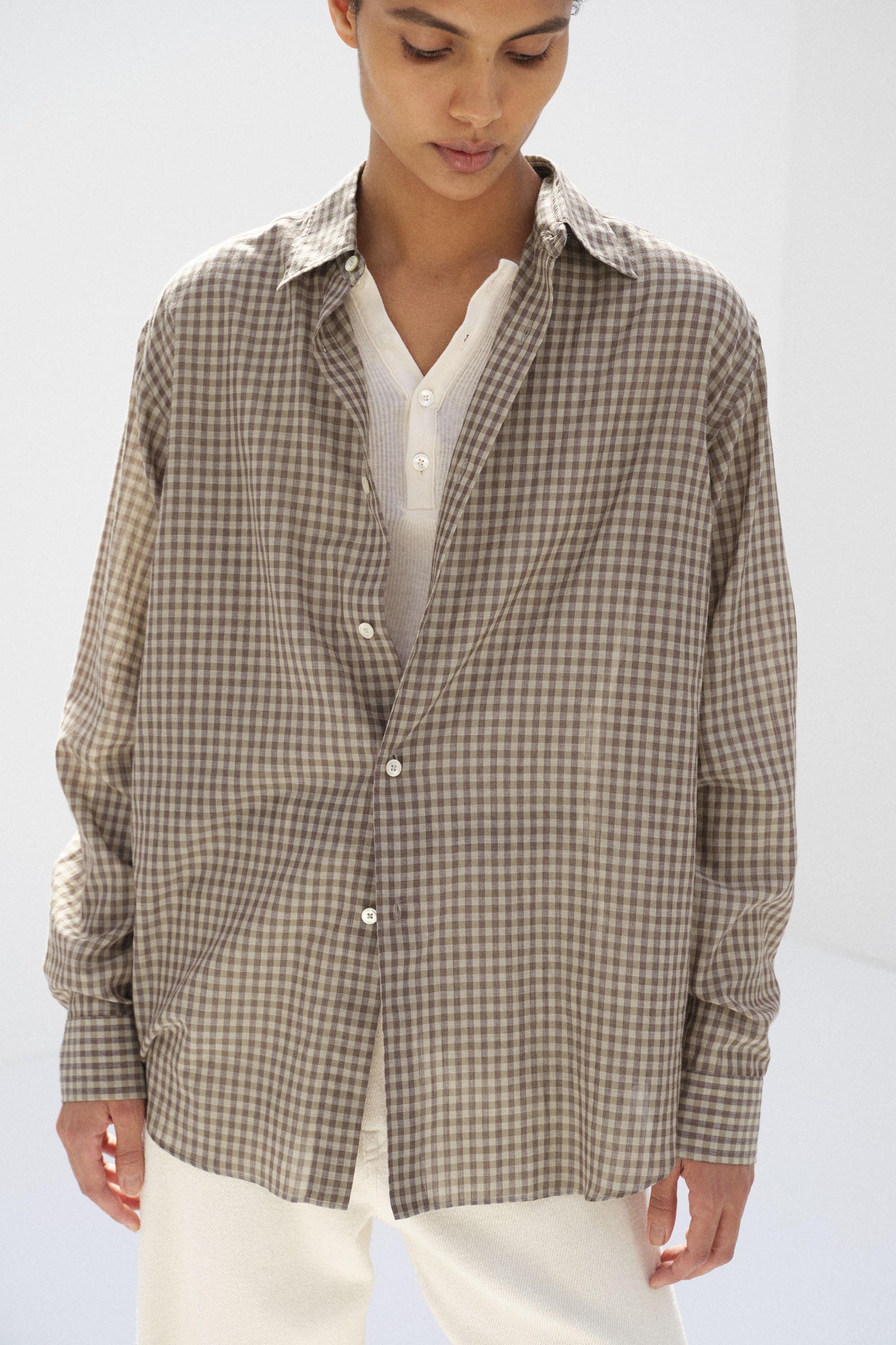 Airy Light Cotton Check Shirt