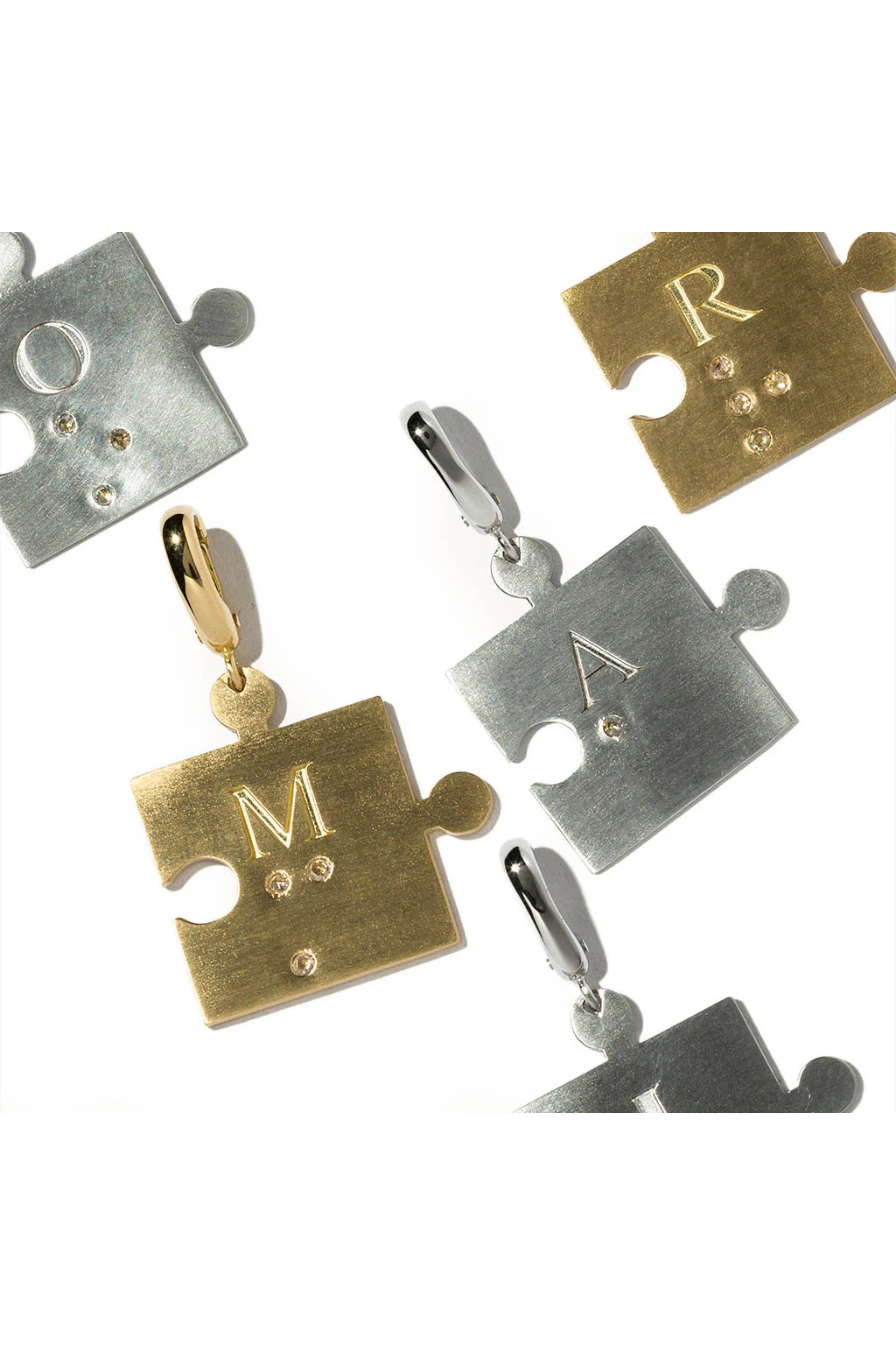 Mini Puzzle Charm "M" Necklace